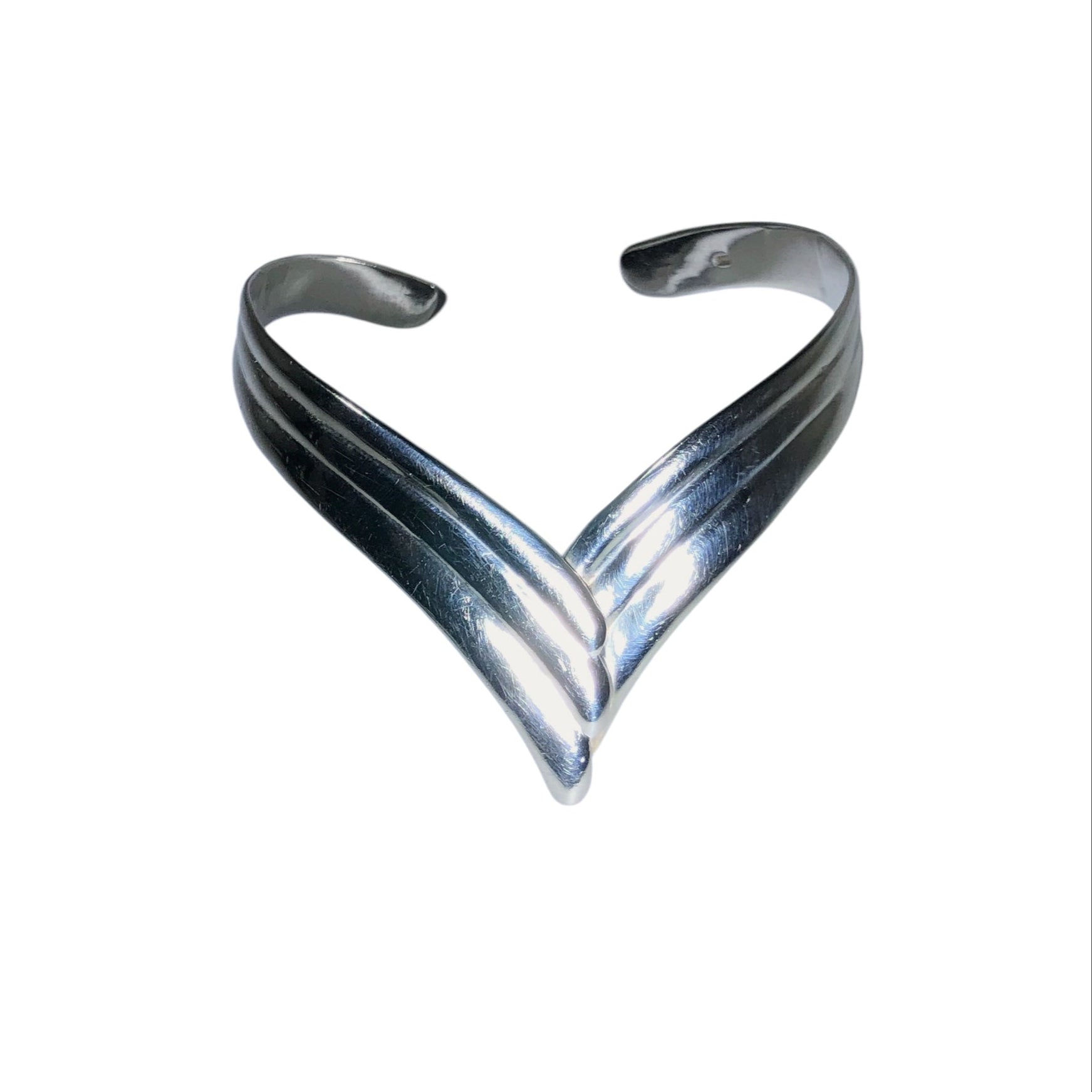 Vintage Chevron Heavy Sterling Cuff