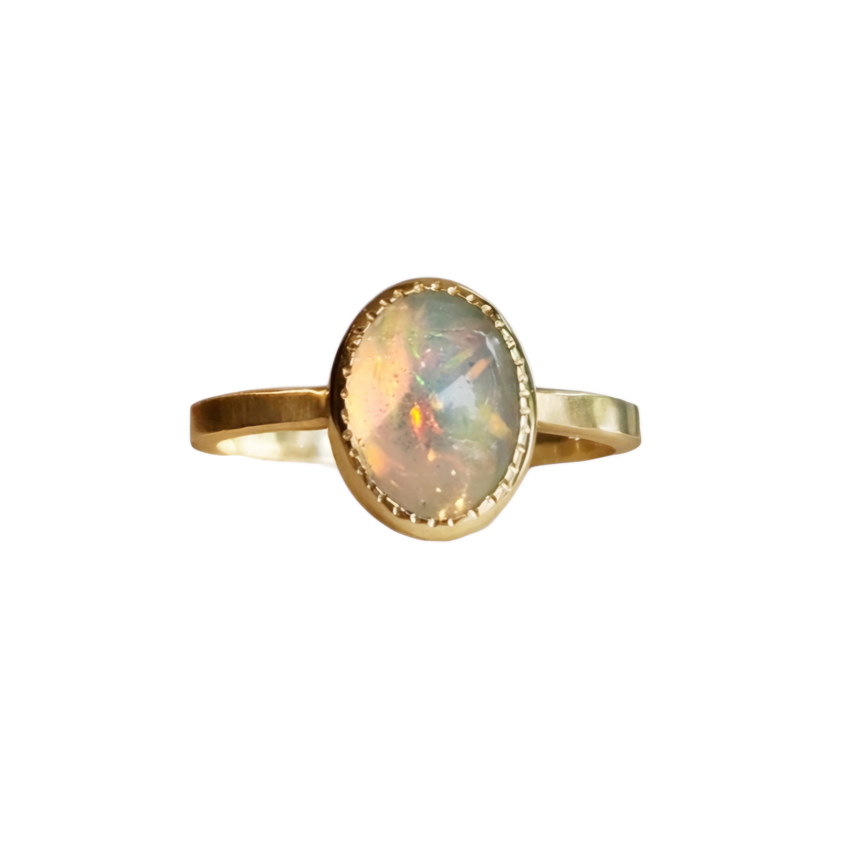Opal Milgrain Bezel Ring