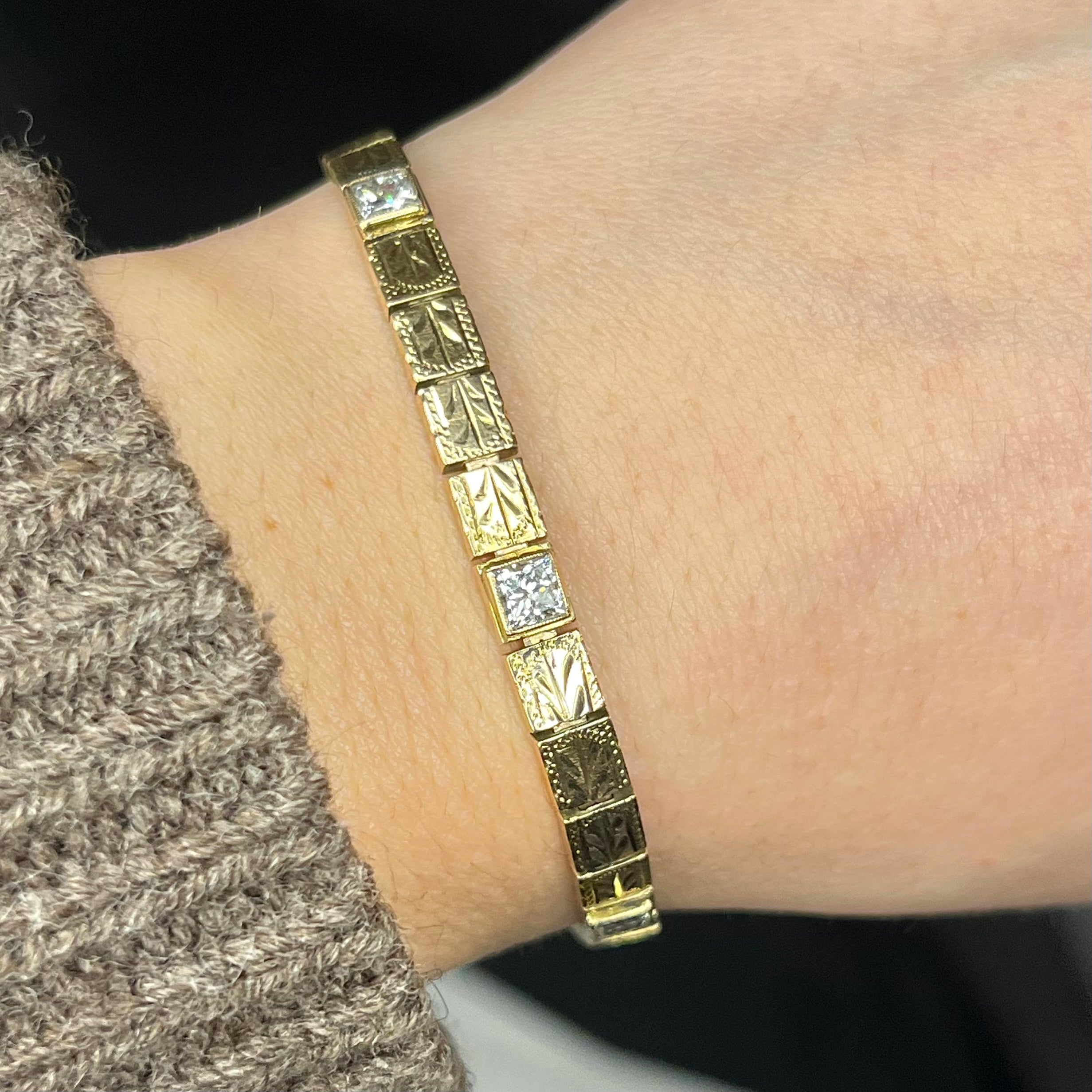 Antique 10k gold and Diamond Bracelet