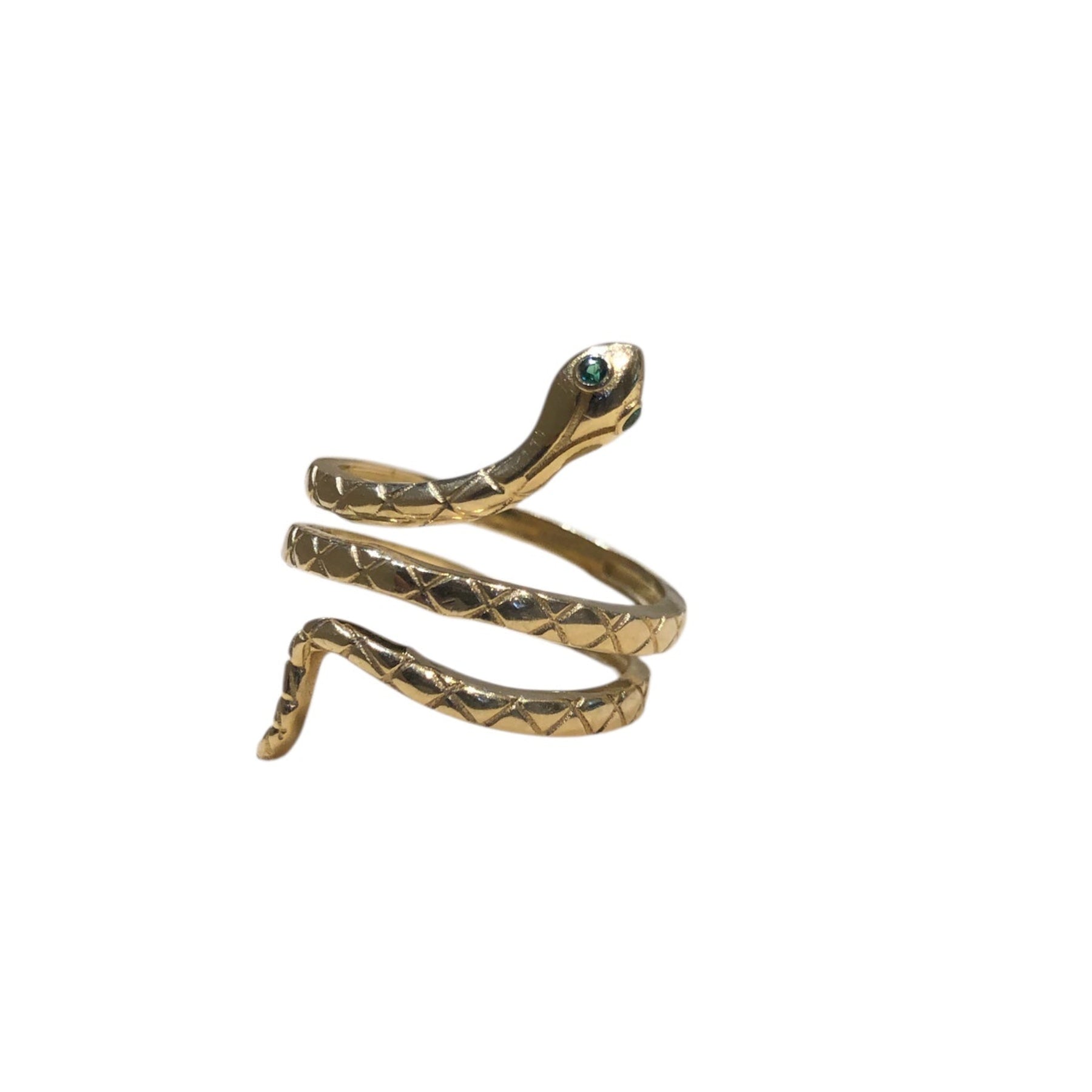 Vintage Snake Ring with Emerald Eyes