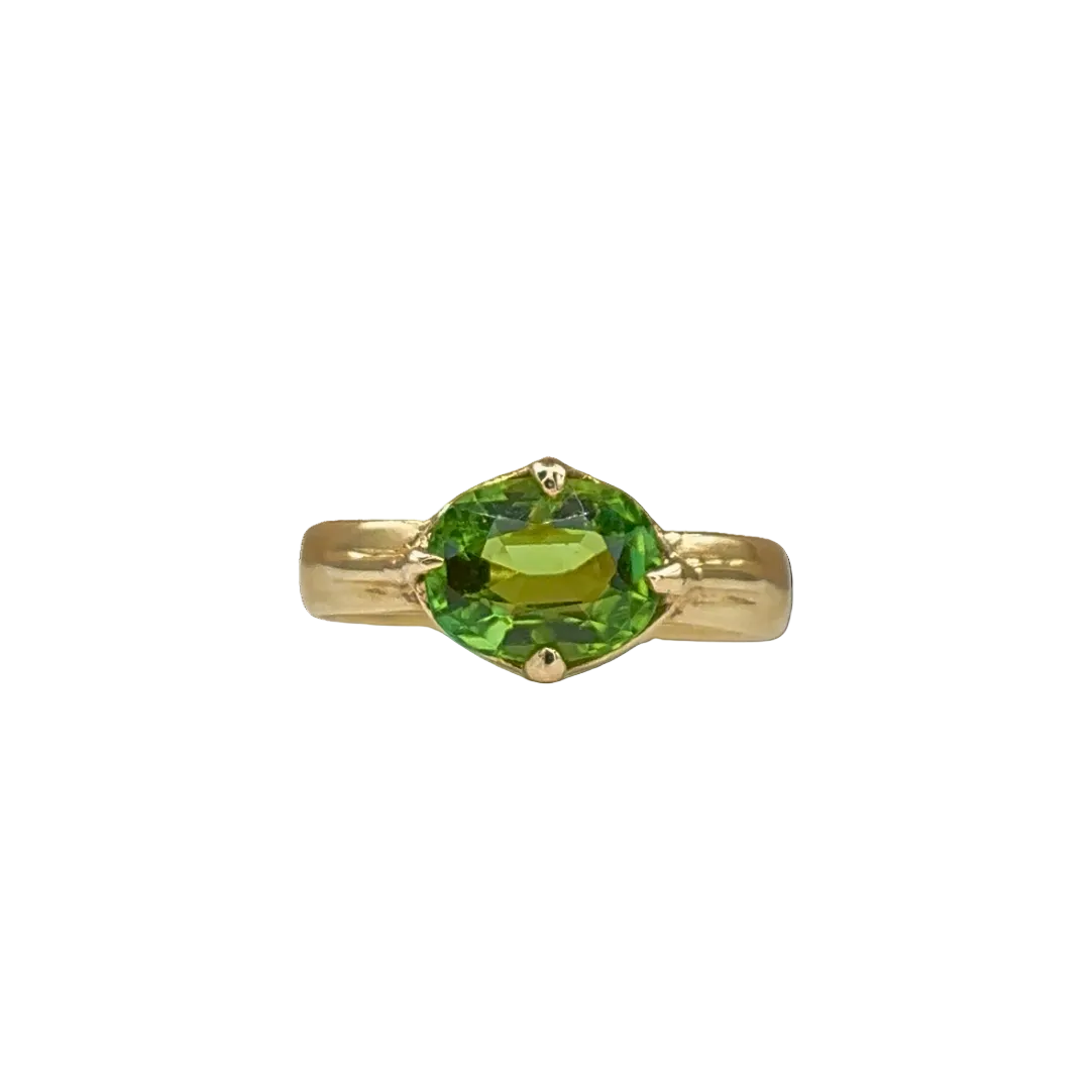 Tourmaline Bezel Wide Band Ring