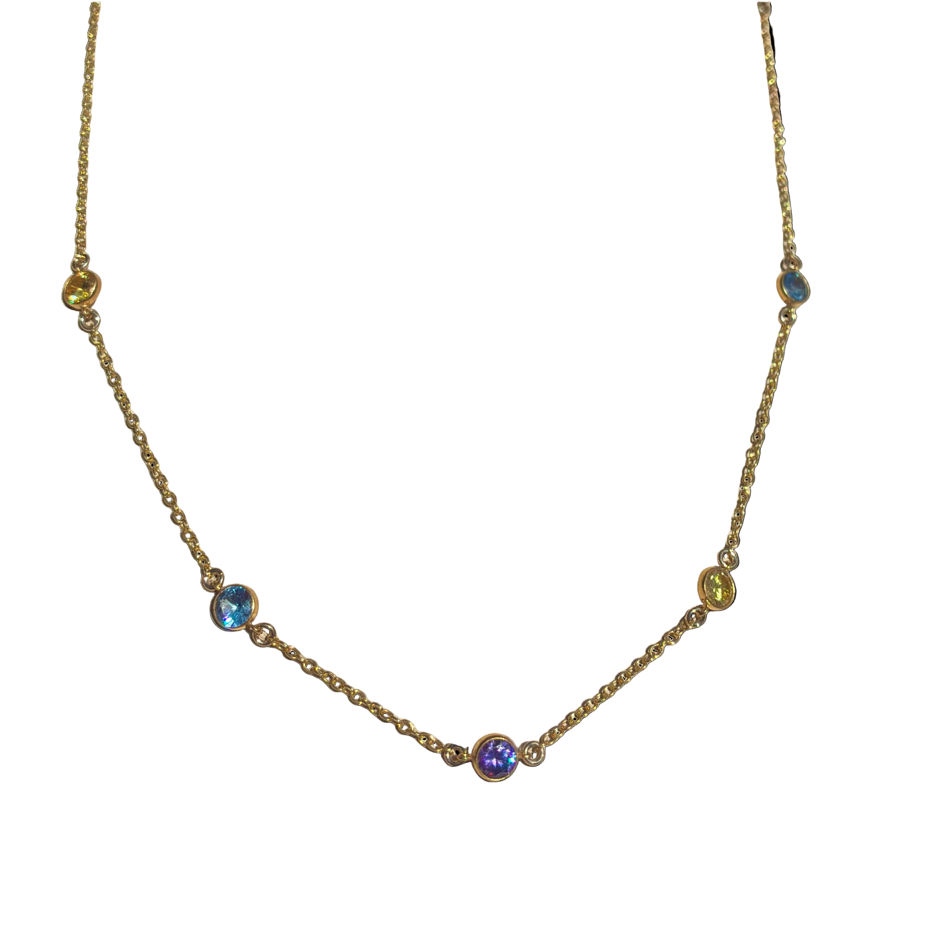 Gold Fill Bezel Satellite Necklace