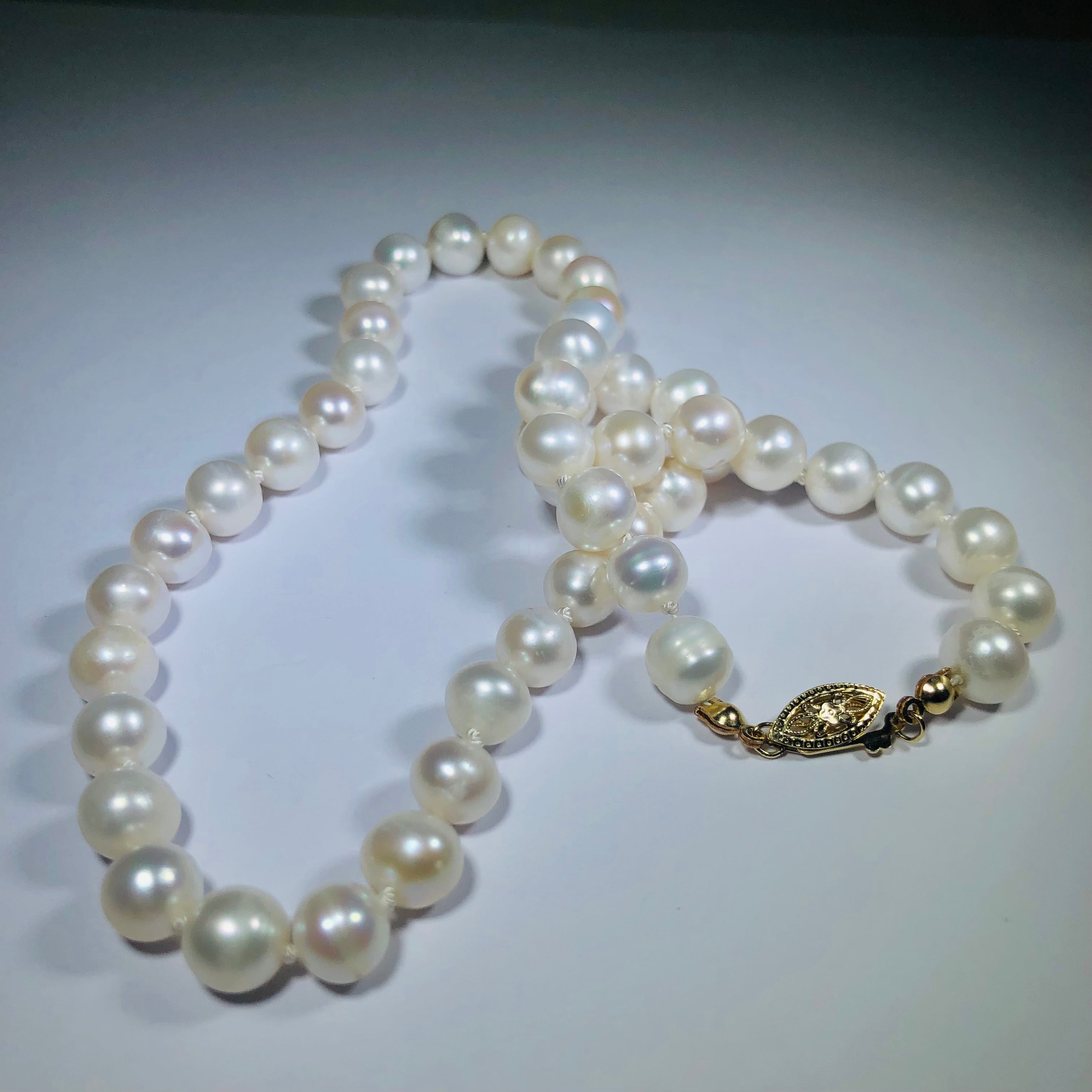 14k & Silk Knotted Pearl Necklace