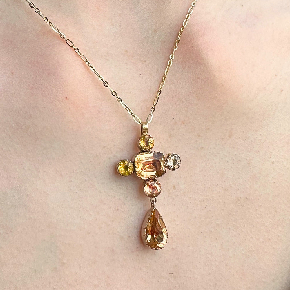 Antique Georgian Peach Paste Necklace