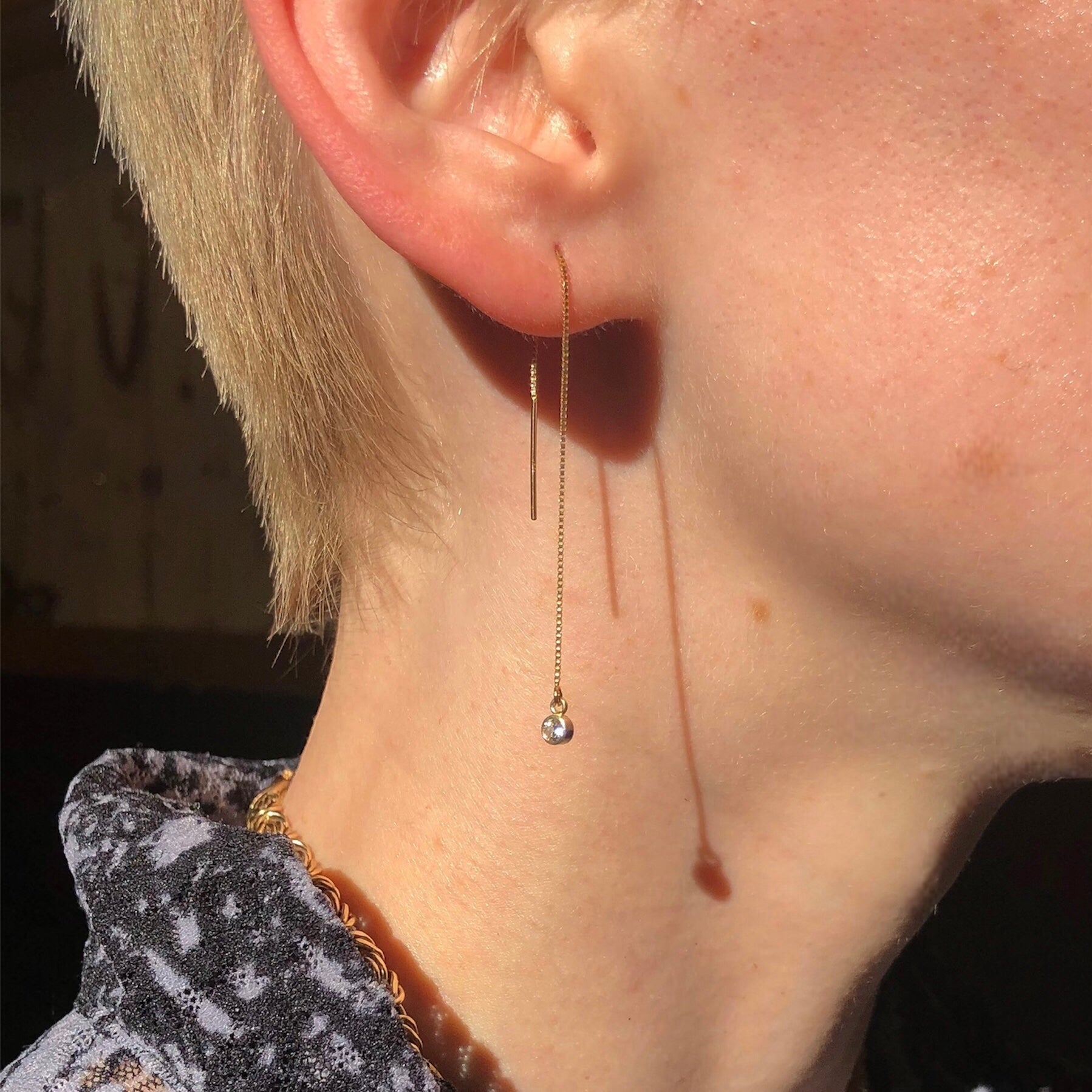 14k Diamond Threader Earrings