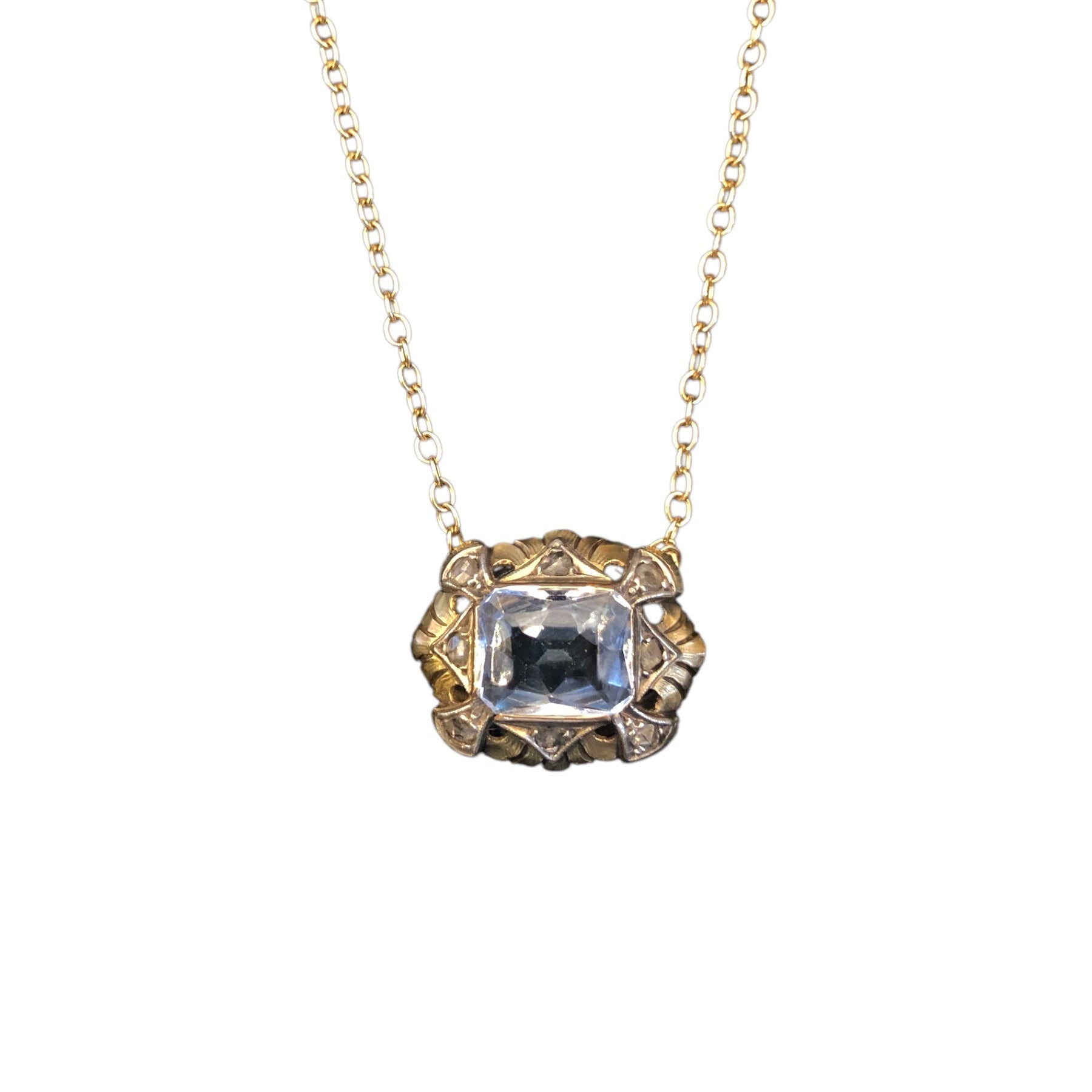 Rare Victorian 14k Diamond Spinel Necklace