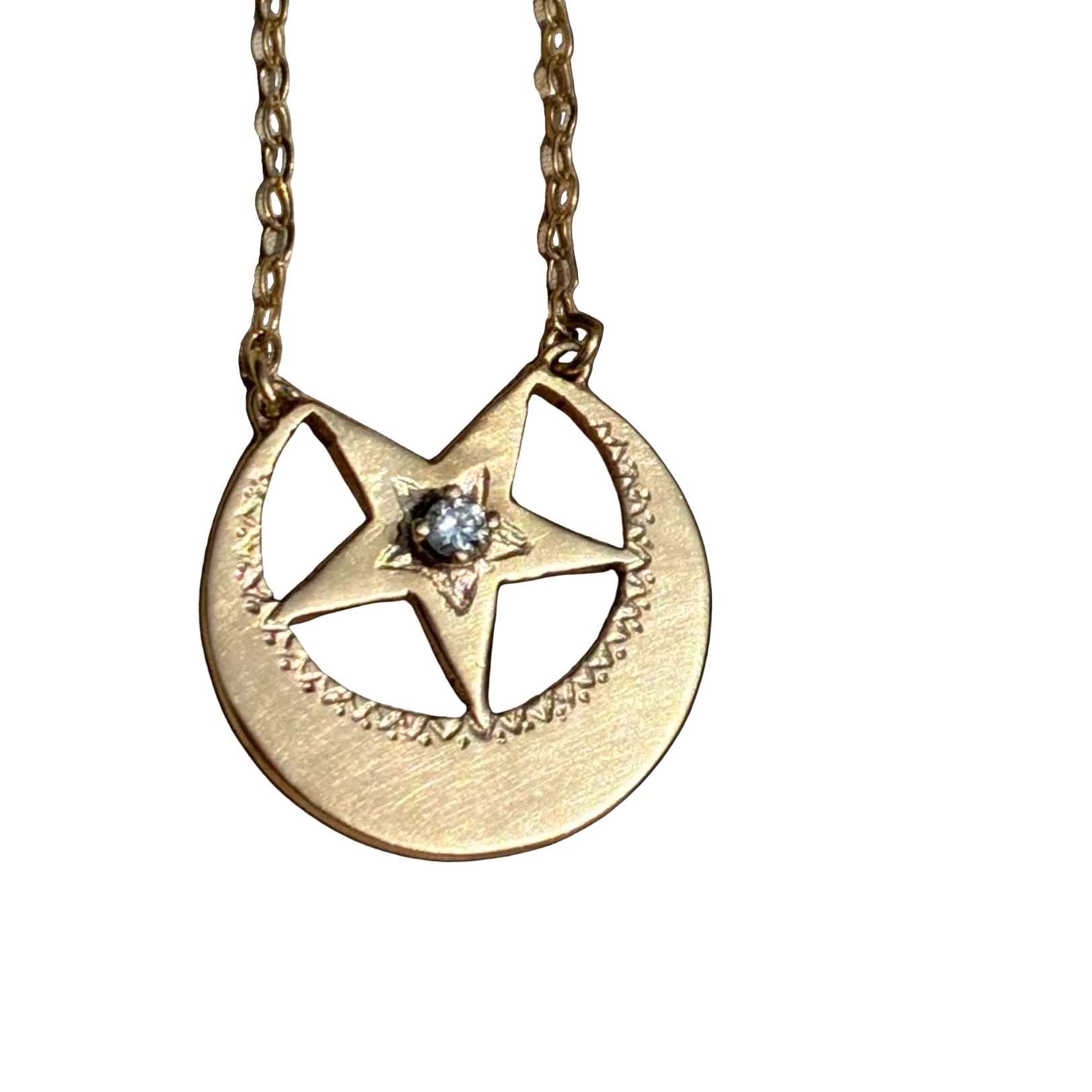One-of-a-Kind 14k Eastern Star and Diamond Necklace