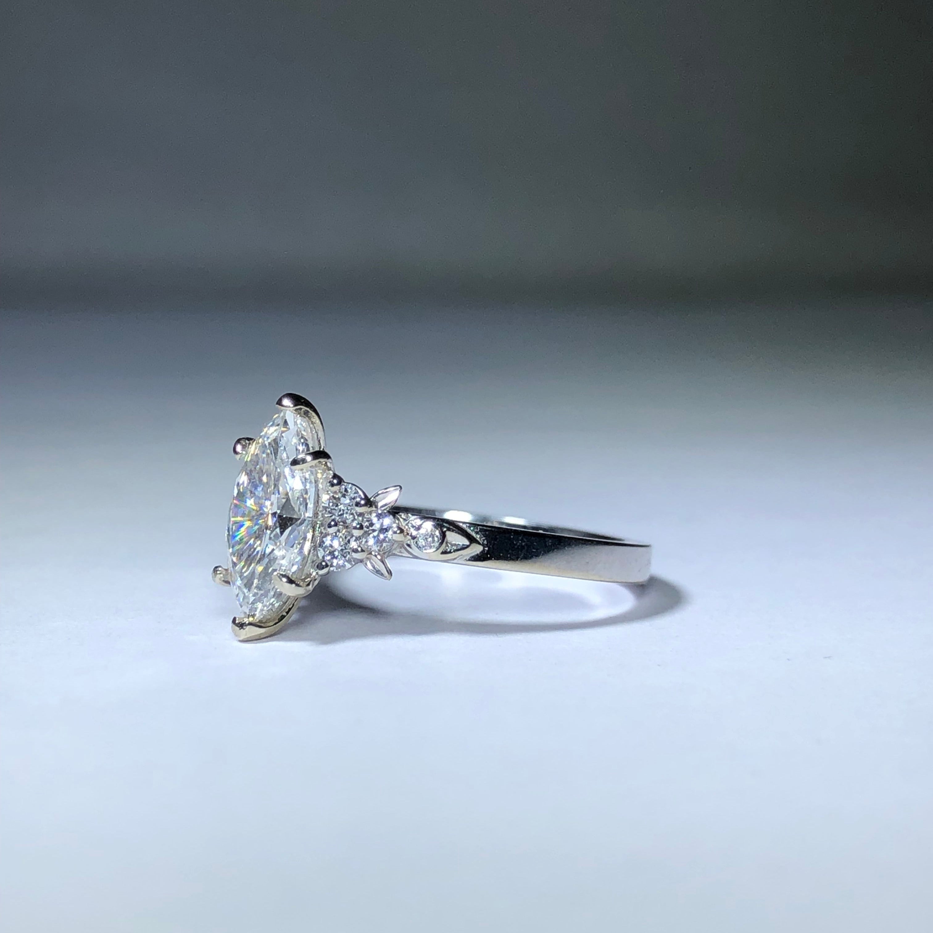 The Leafy Accented Marquise Ring