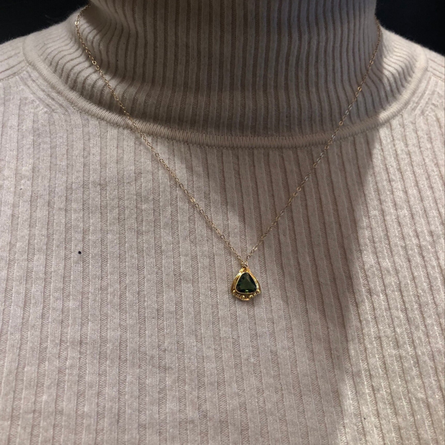 Rare Tourmaline and Diamond Necklace