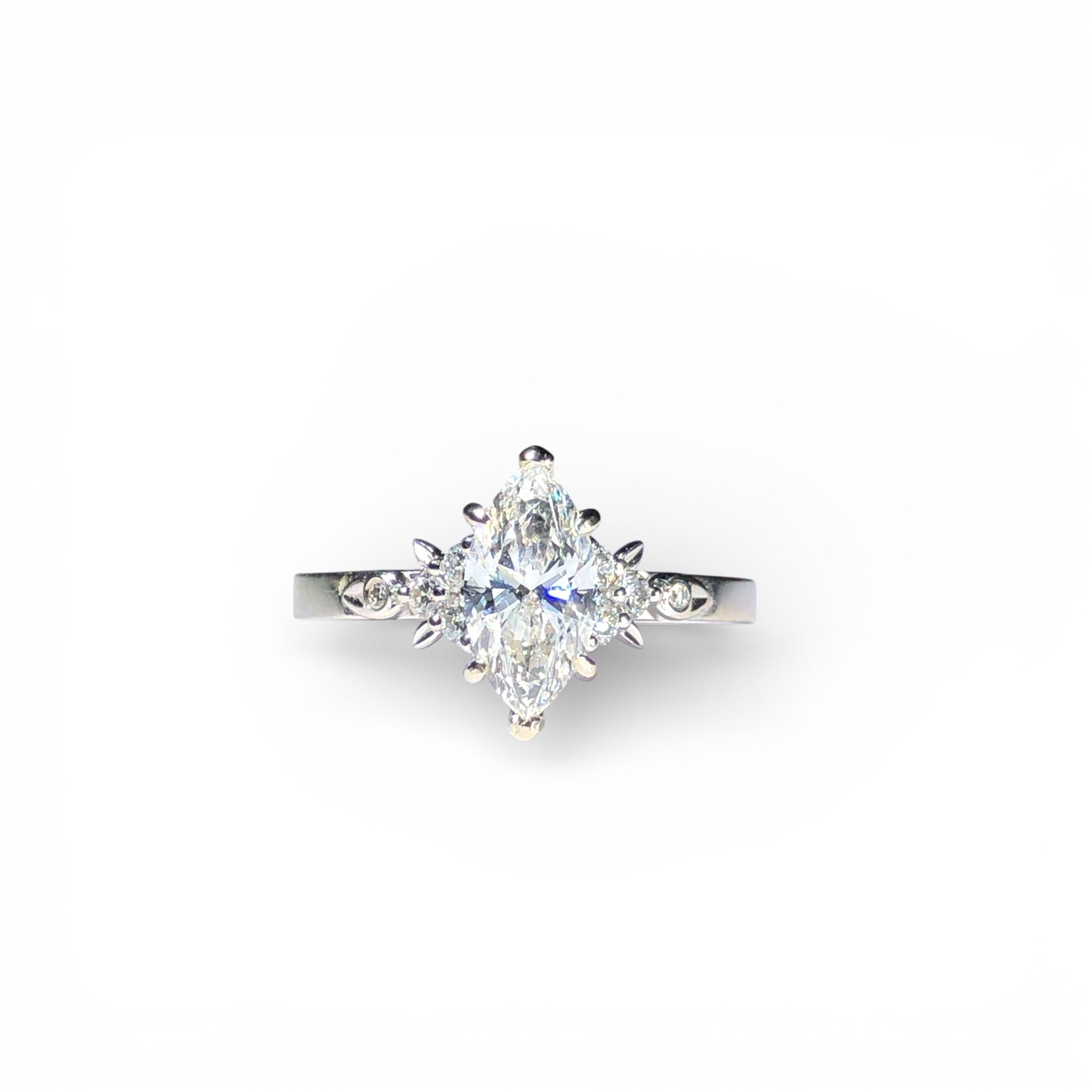 The Leafy Accented Marquise Ring