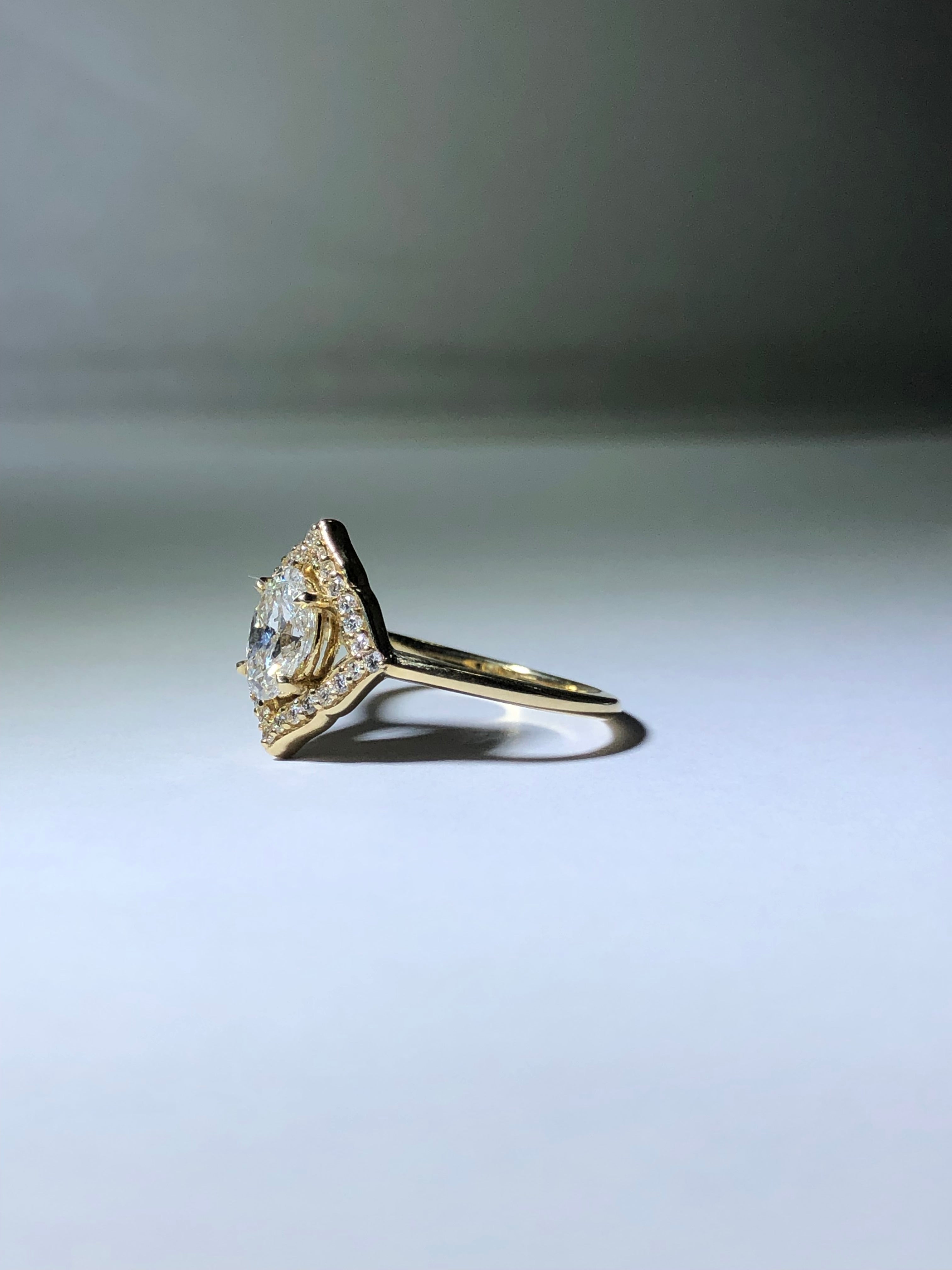 rebekah brooks jewelry, rebekah brooks, rebekah brooks rings, ring, engagement ring, halo engagement ring, lotus ring, lotus engagement ring, unique engagement ring, diamond engagement ring, large engagement ring, gold ring, gold and diamond ring