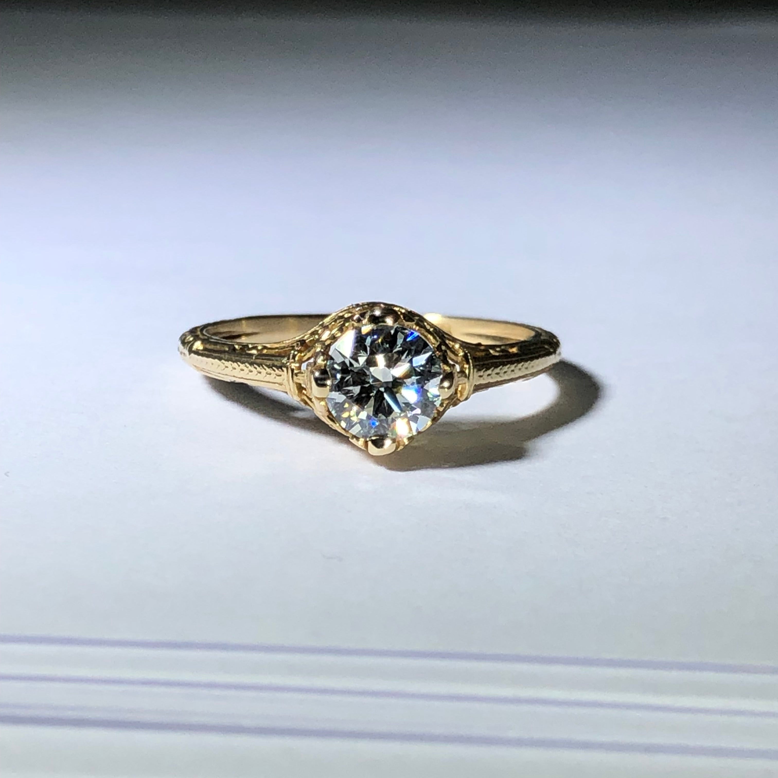 The Filigree Engagement Ring with Lab Created Diamond