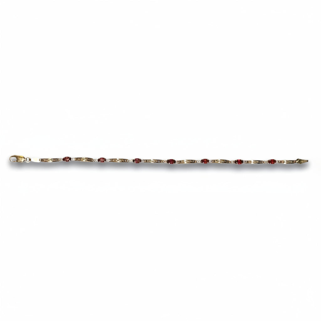 Vintage 10k Garnet and Diamond Bracelet