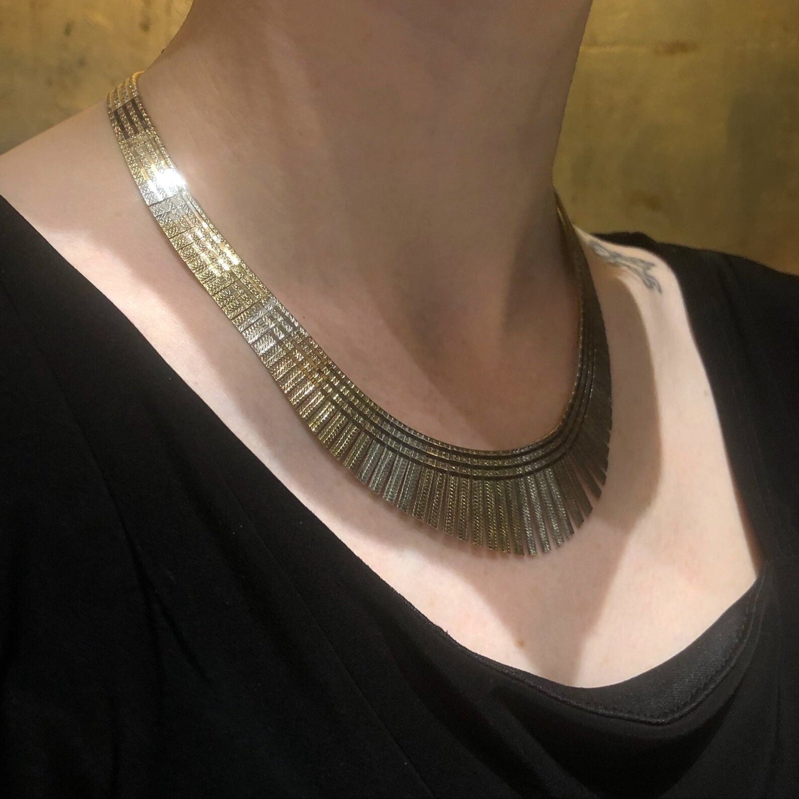 Vintage Silver and Multi-Gold Cleopatra Necklace