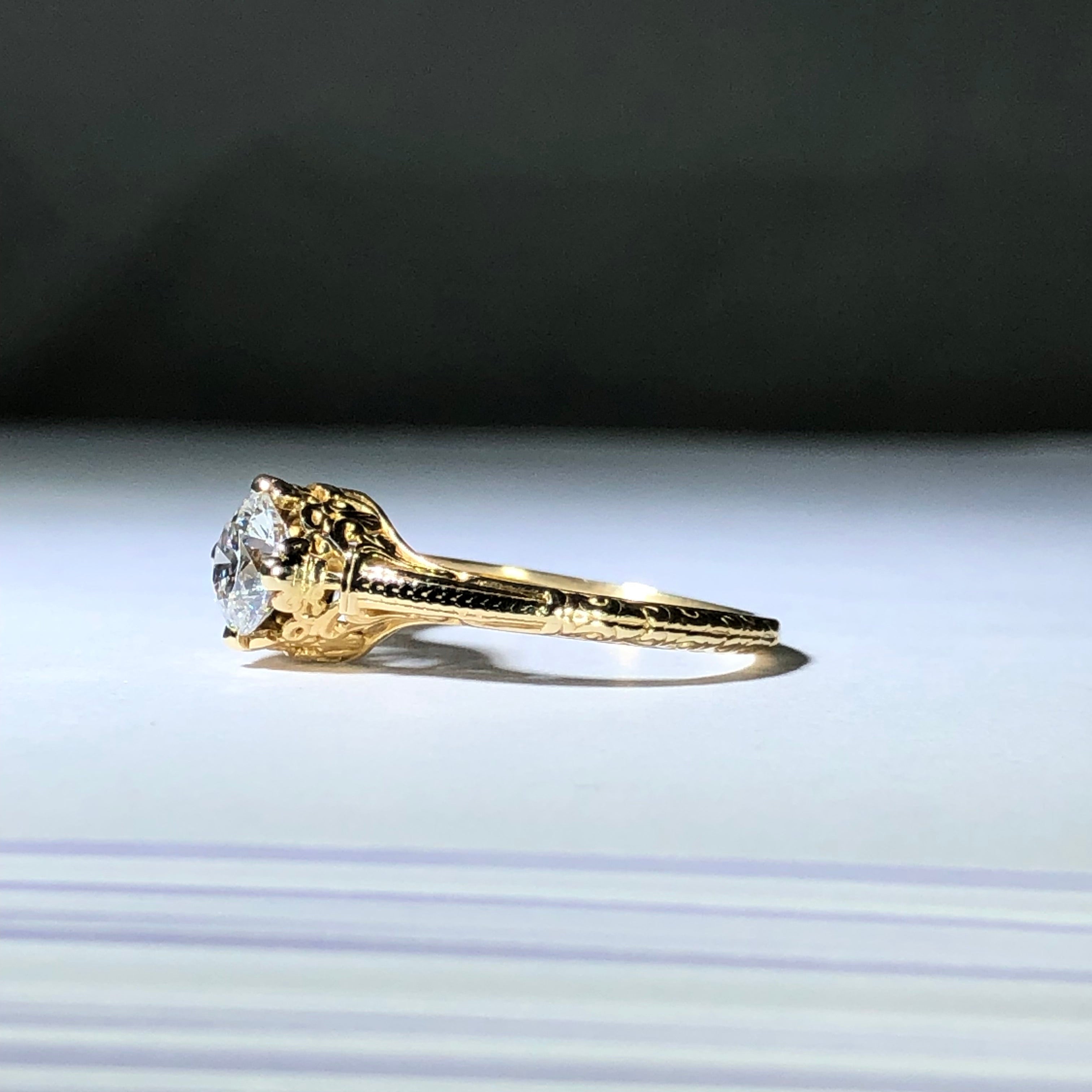 The Filigree Engagement Ring with Lab Created Diamond