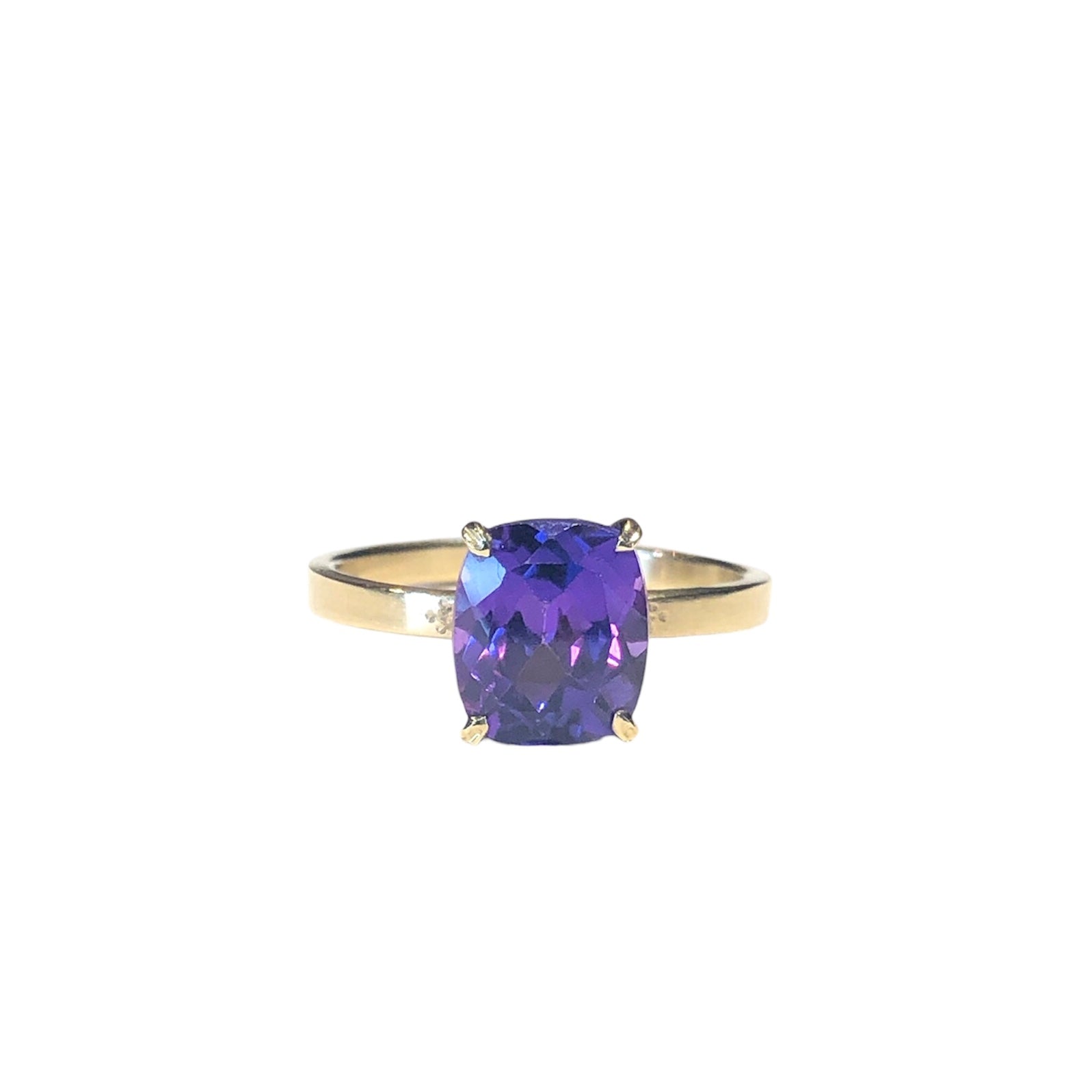 Cushion Cut Purple Sapphire Solitaire Ring
