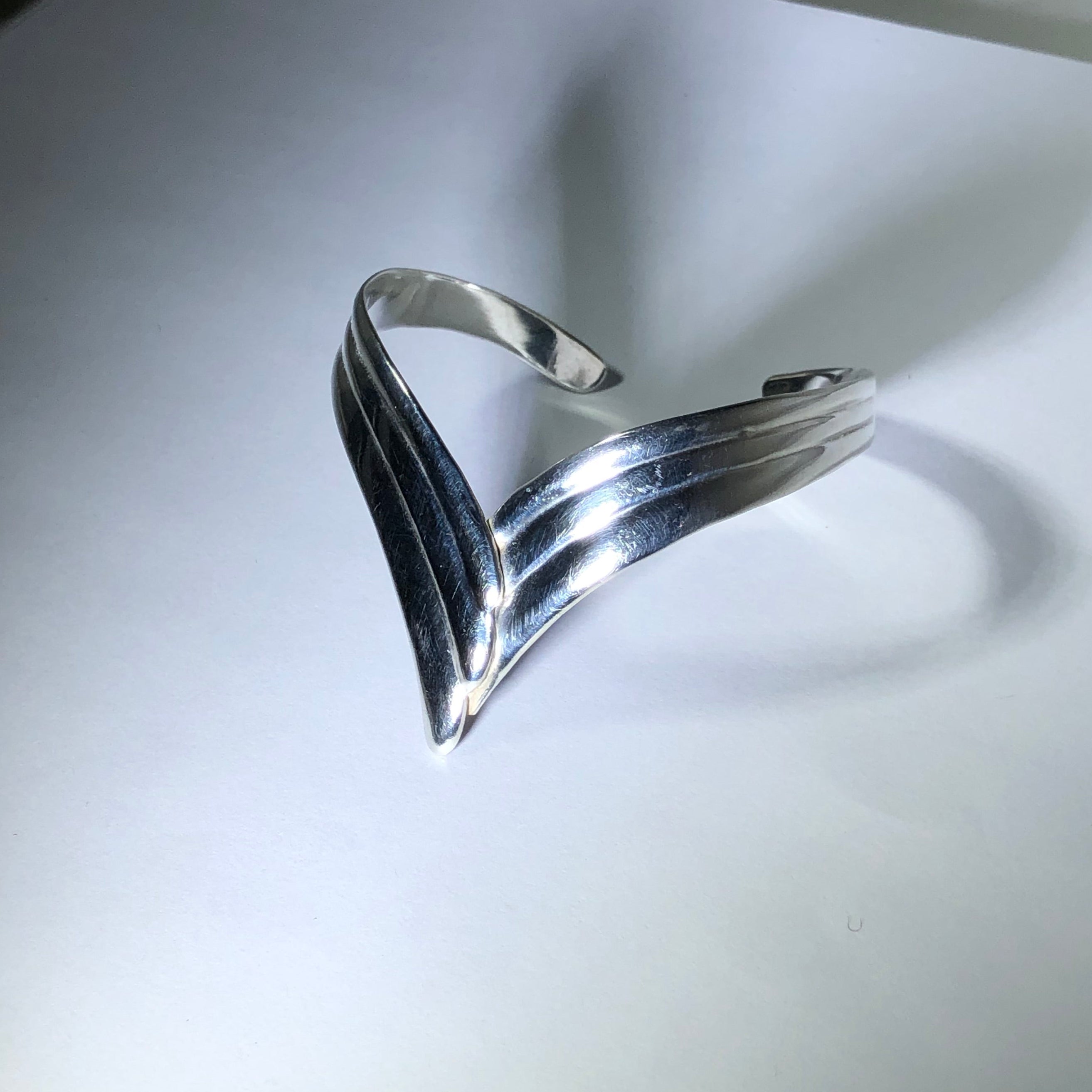 Vintage Chevron Heavy Sterling Cuff