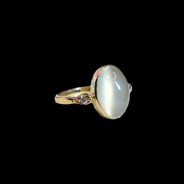 14k Moonstone Ring with Diamond Accents