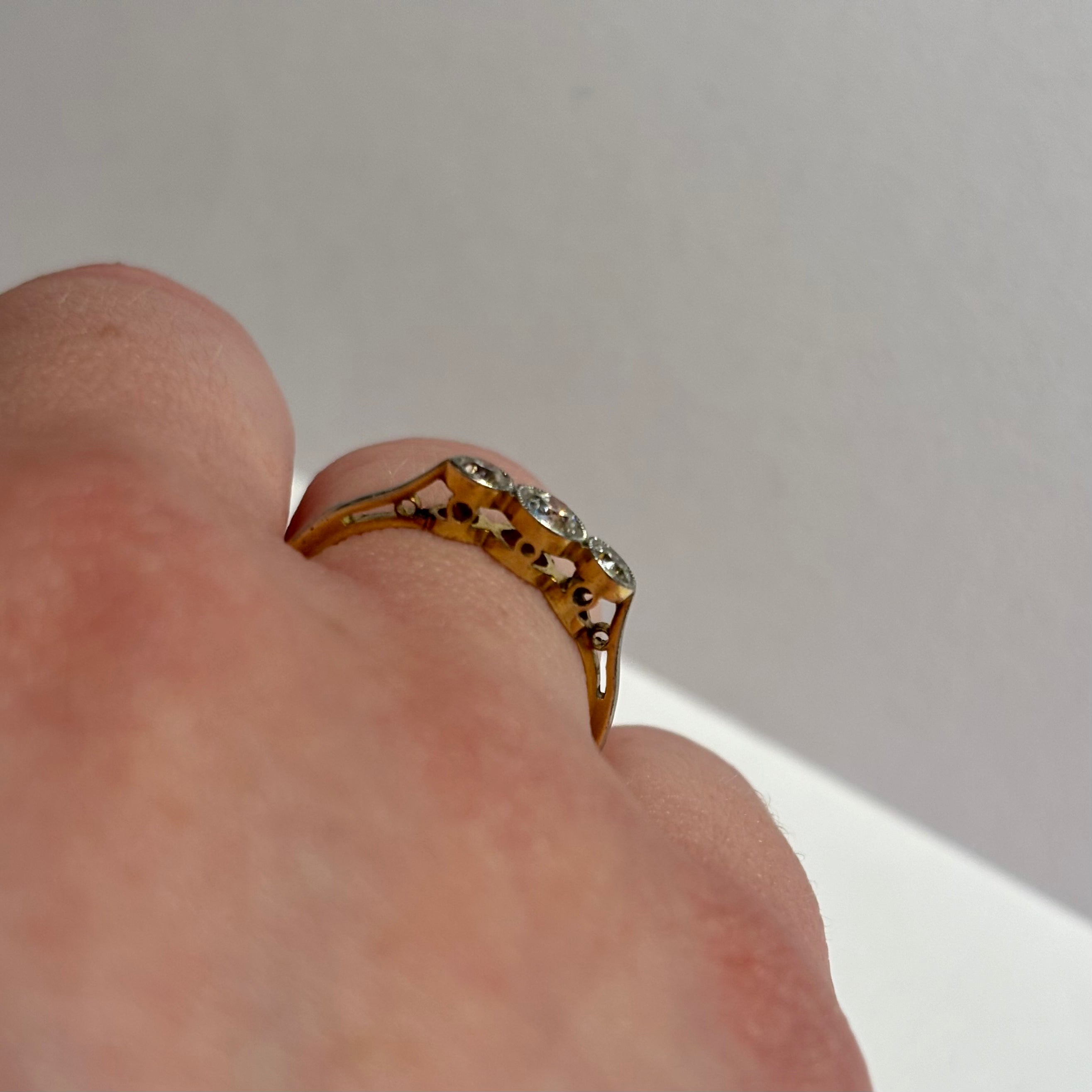 Antique 18k & Trio Engagement Ring