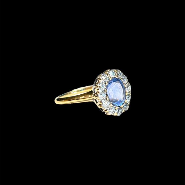 Victorian 14k Sapphire and Diamond Halo Ring
