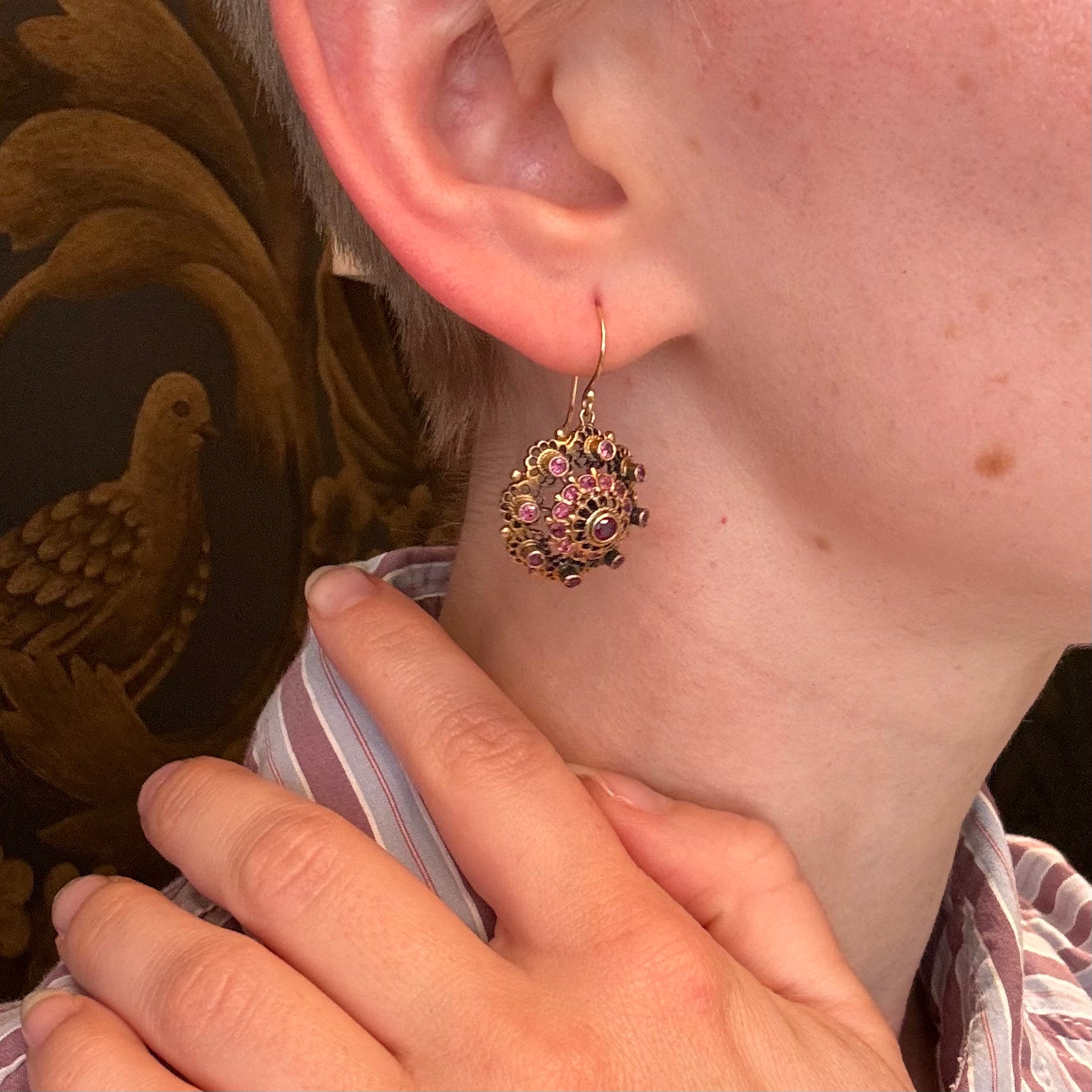 Incredible Victorian Garnet Filigree Earrings