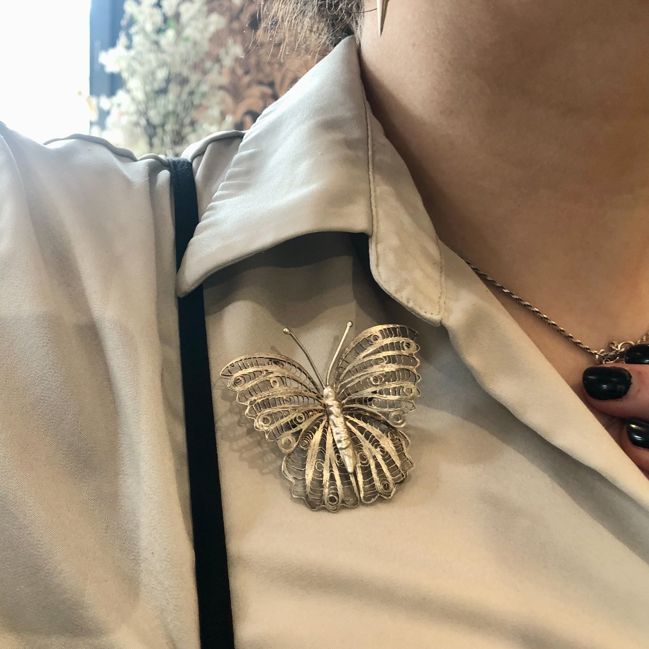 Vintage Sterling Silver Butterly Brooch