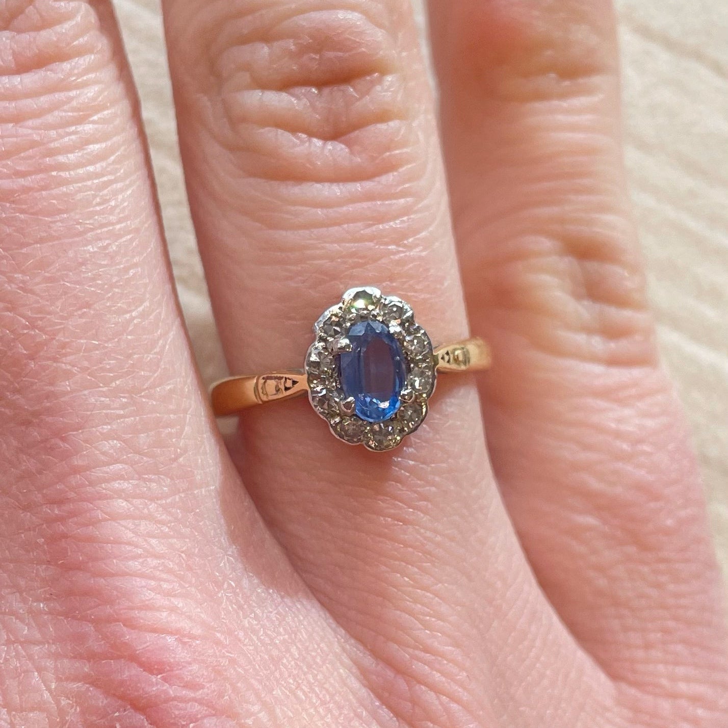 rebekah brooks, rebekah brooks jewelry, rebekah brooks antiques, rebekah brooks rings, jewelry, ring, antique ring, antique jewelry, antique engagement ring, engagement ring, sapphire engagement ring, halo engagement ring, handcrafted jewelry, mixed metal ring, gold and platnium ring