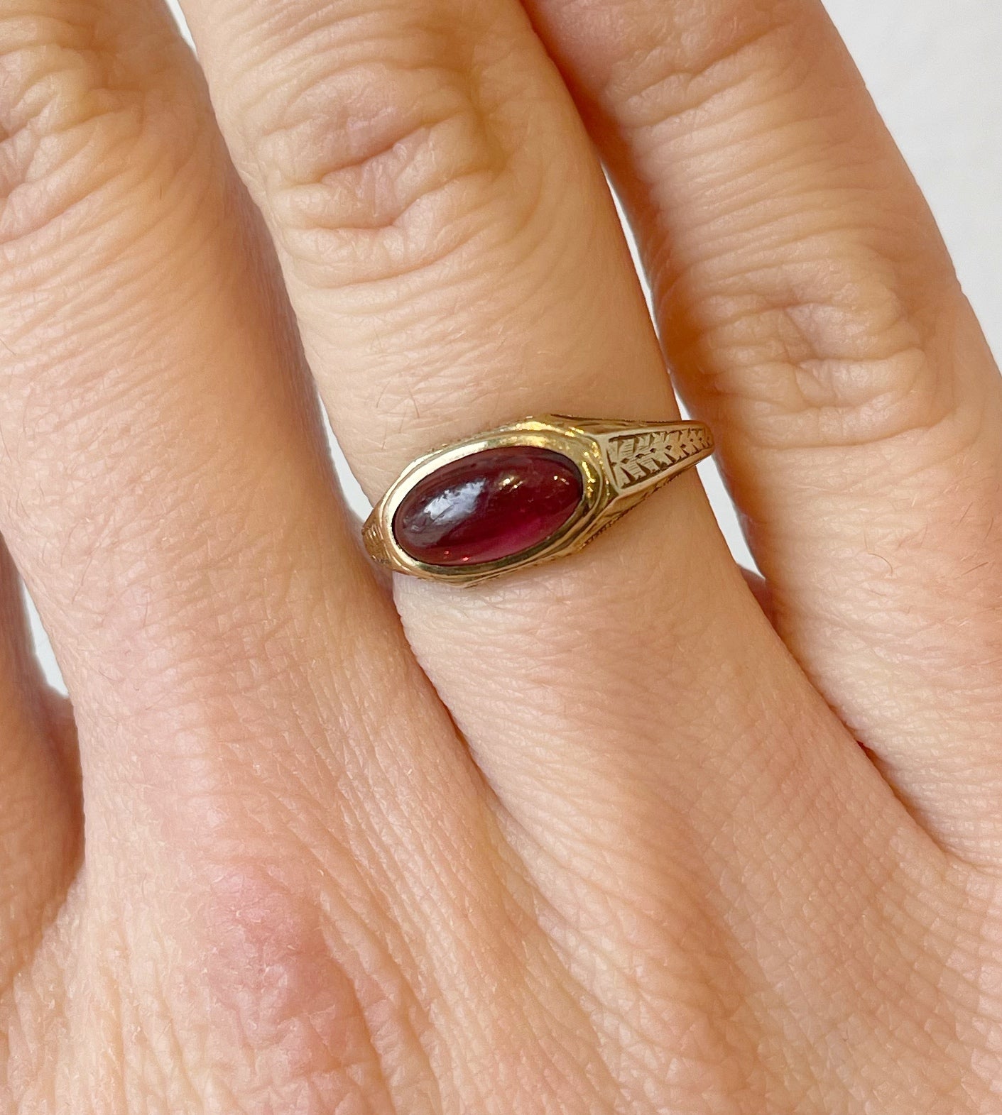 Antique 14k East-West Set Garnet Ring
