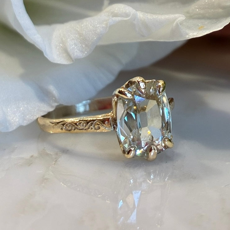 14k Yellow Gold Antique Elongated Cushion Cut