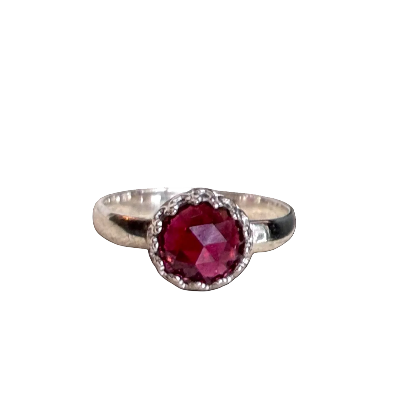 Sterling Silver and Garnet Crown Ring