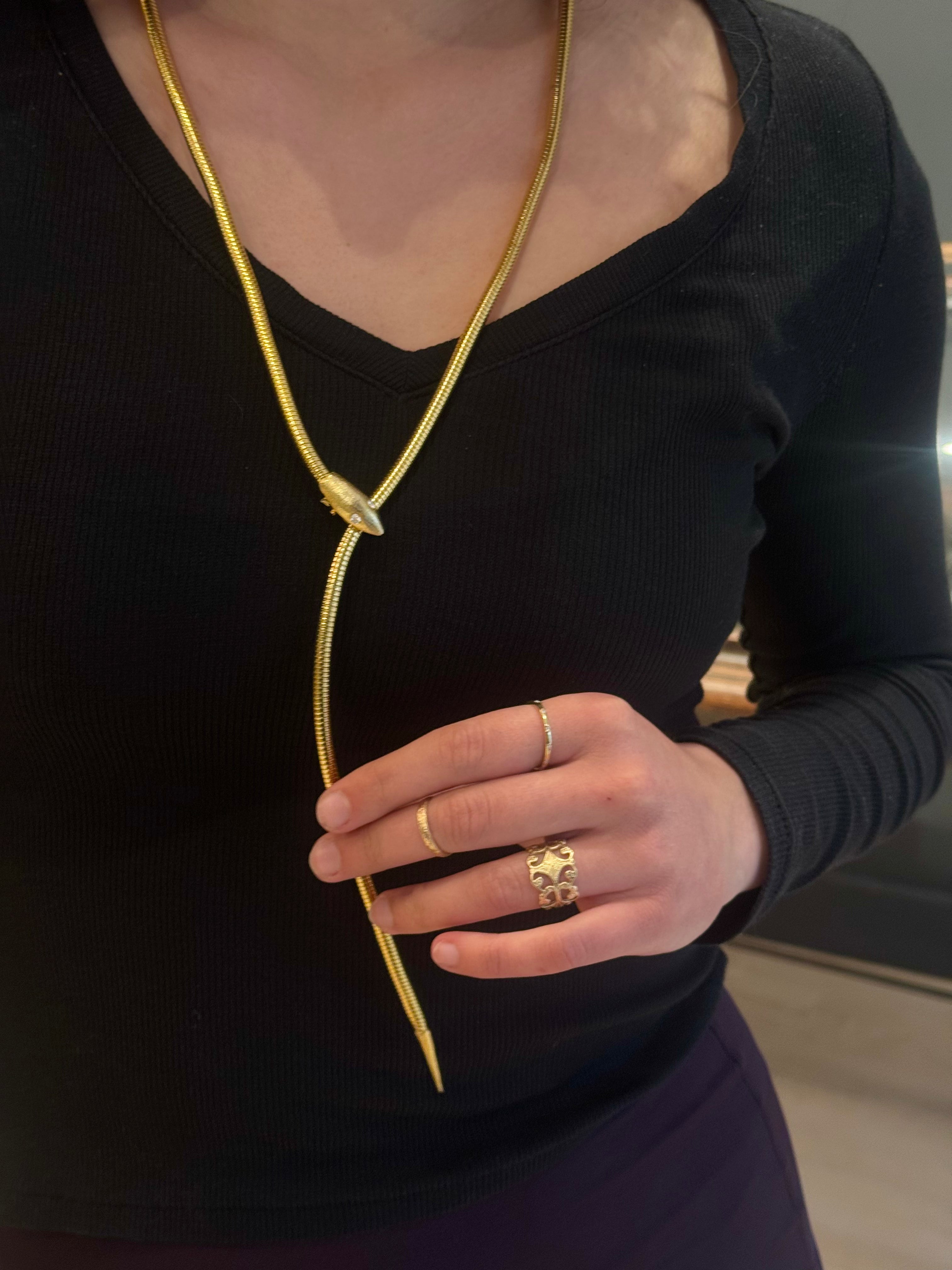 gold necklace, vintage, vintage necklace, snake necklace, costume, articulated necklace, antique