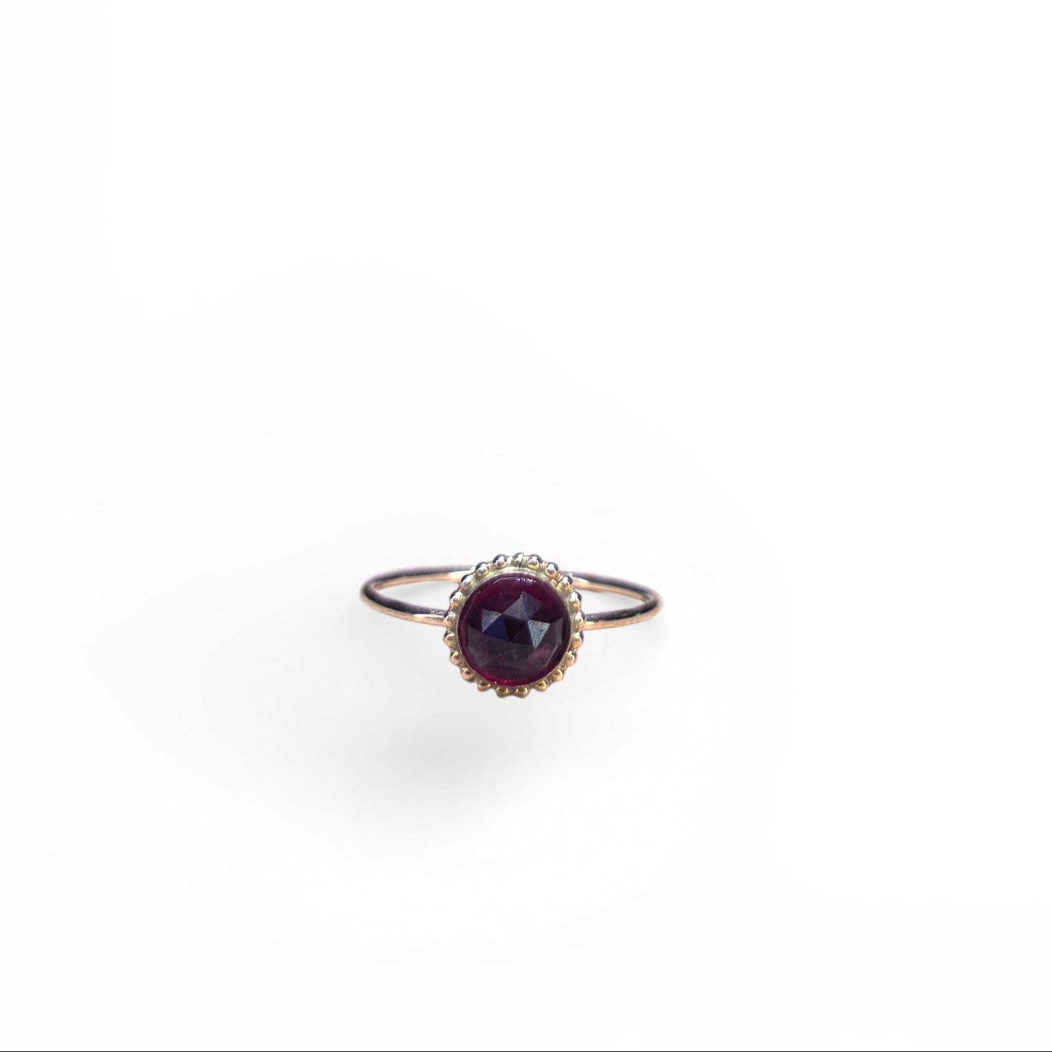 10k Rose Cut Garnet Milgrain Ring