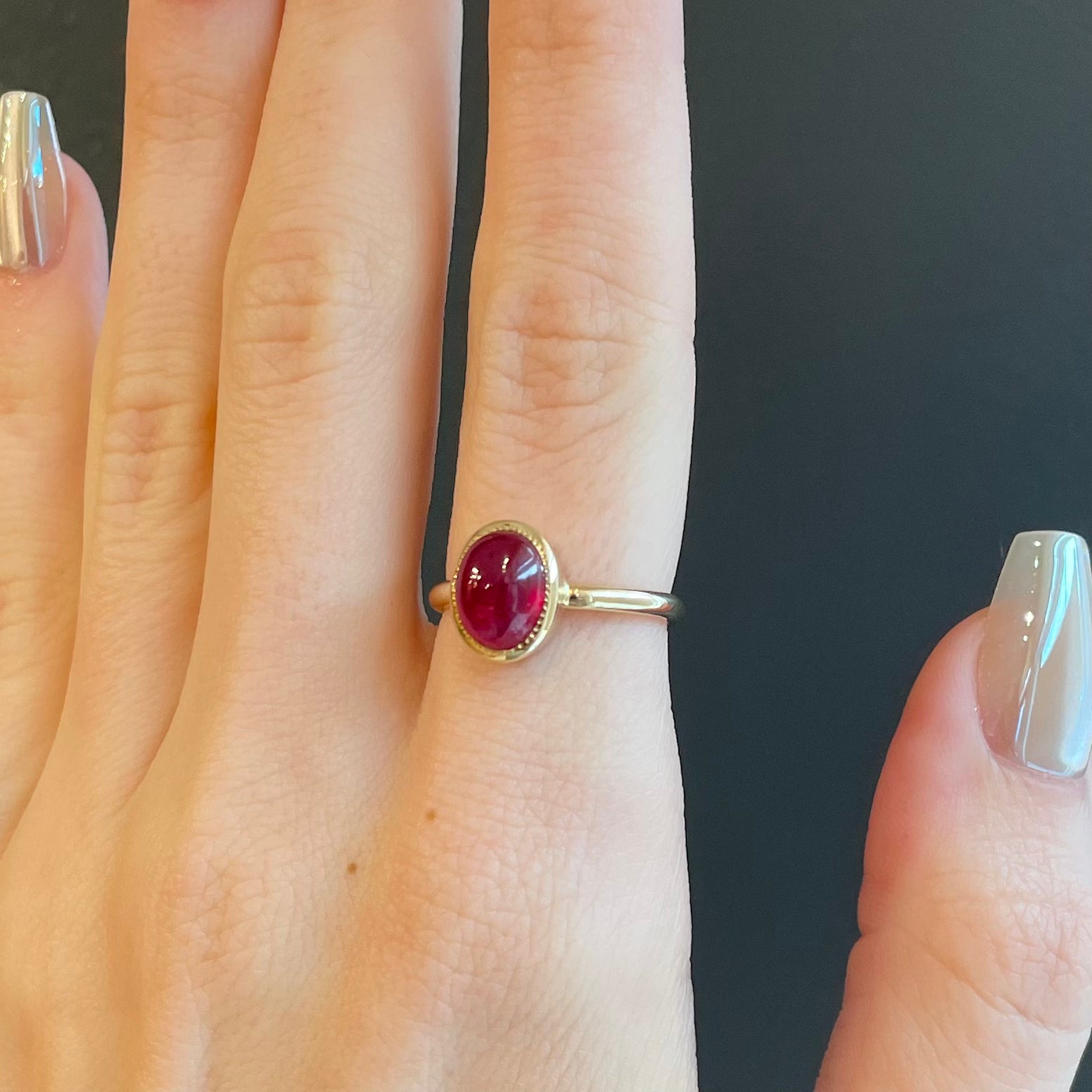 14k Yellow Gold Ruby Cabochon