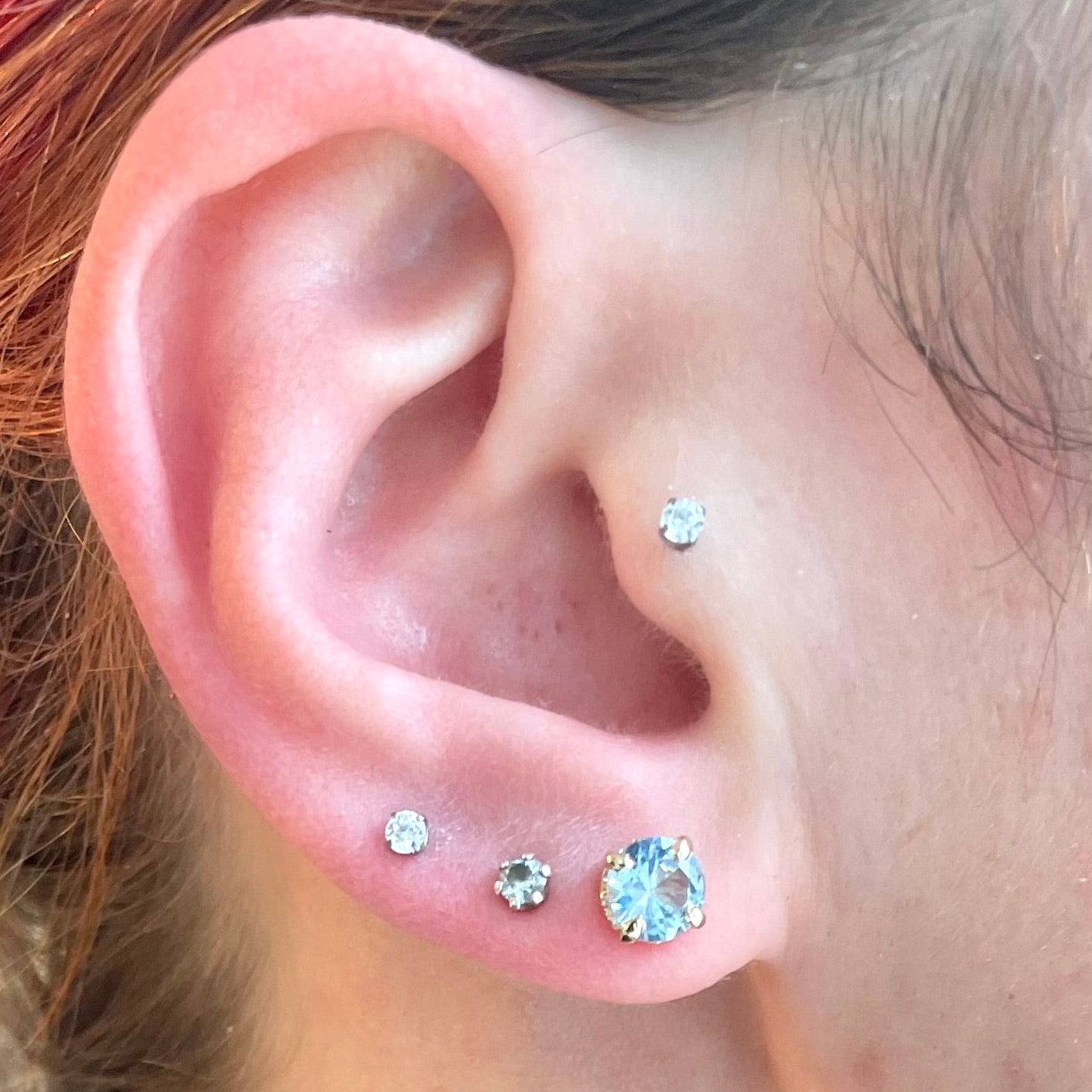 14k Yellow Gold Aquamarine Stud Earrings