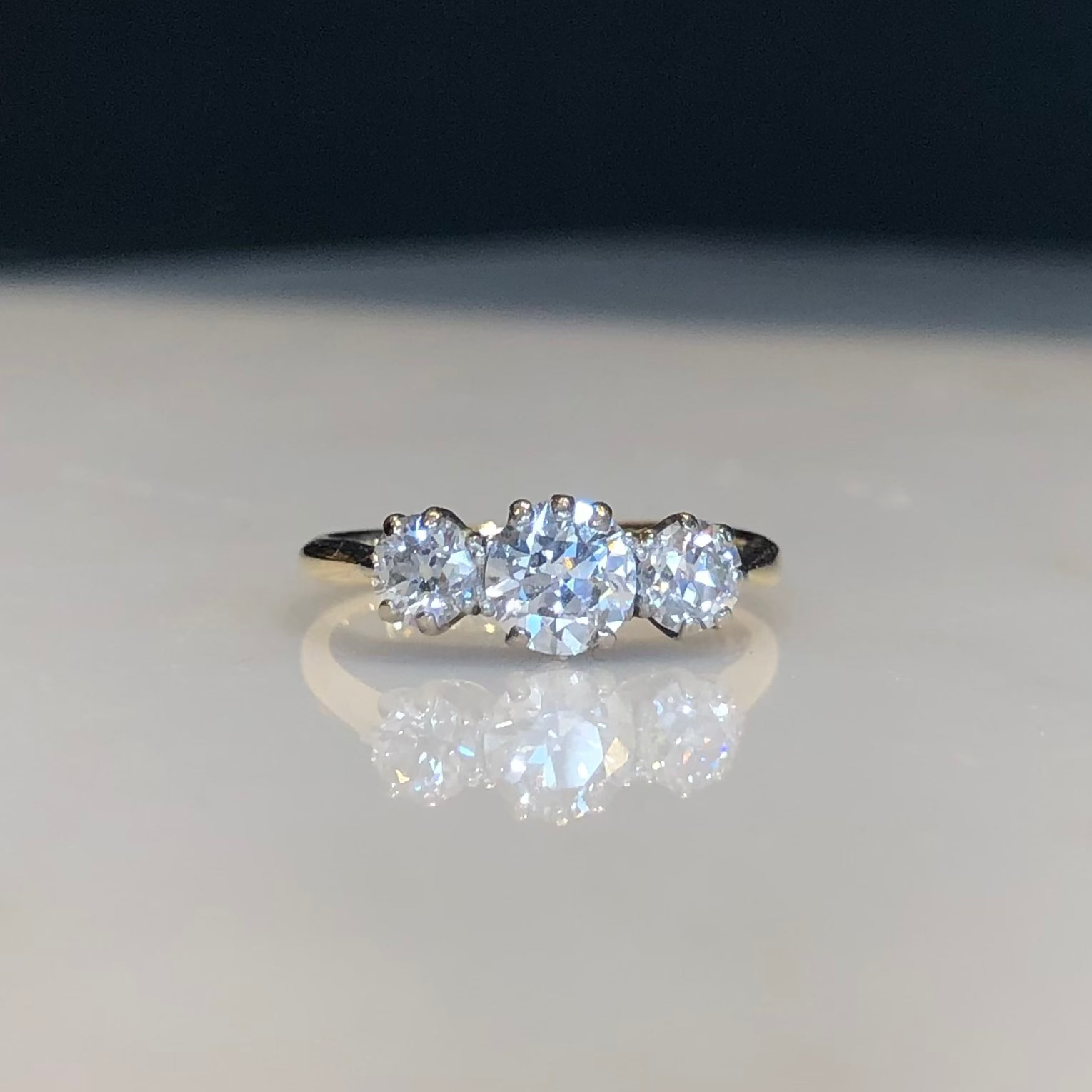 Antique 18k & Platinum Trio Engagement Ring