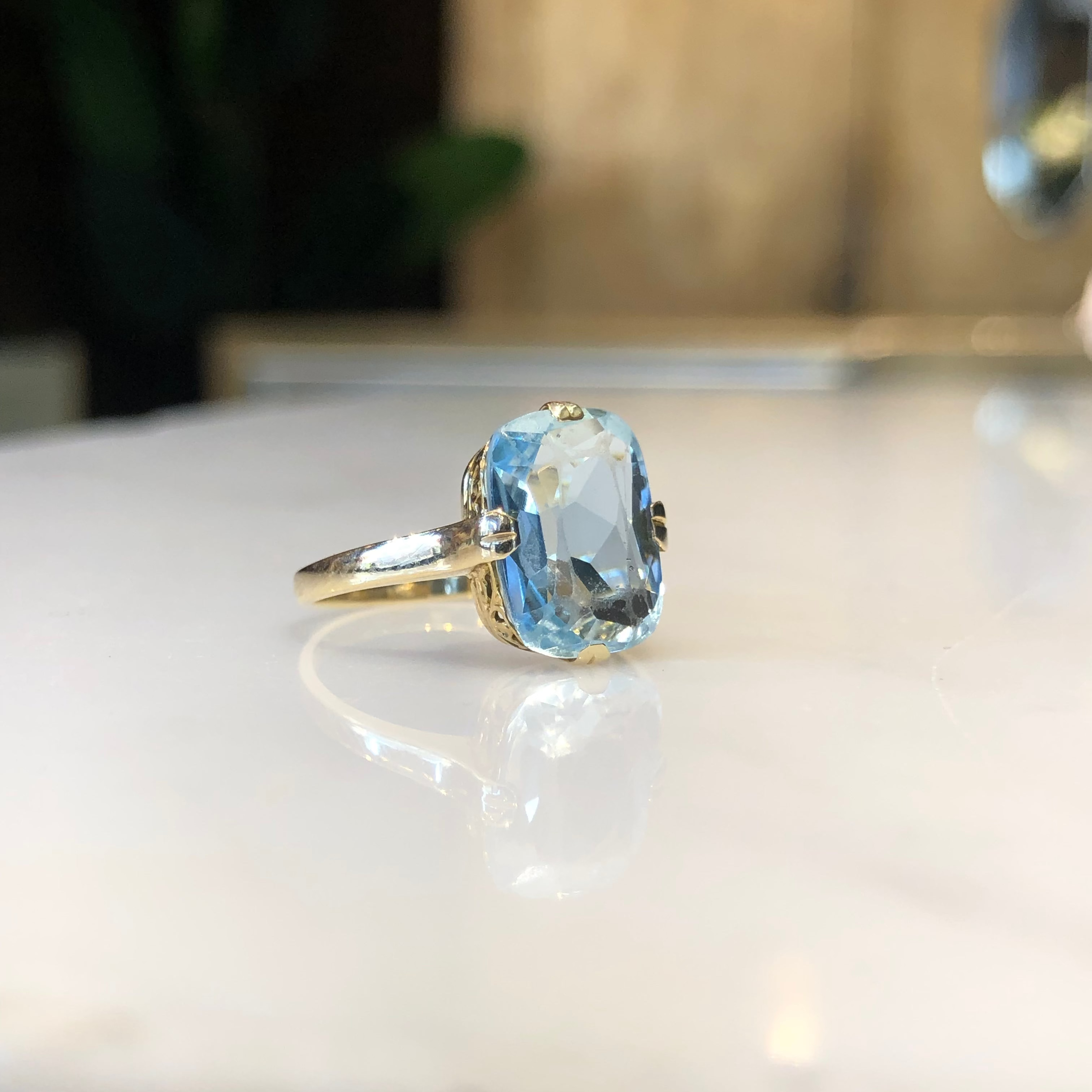 Antique Aquamarine Solitaire