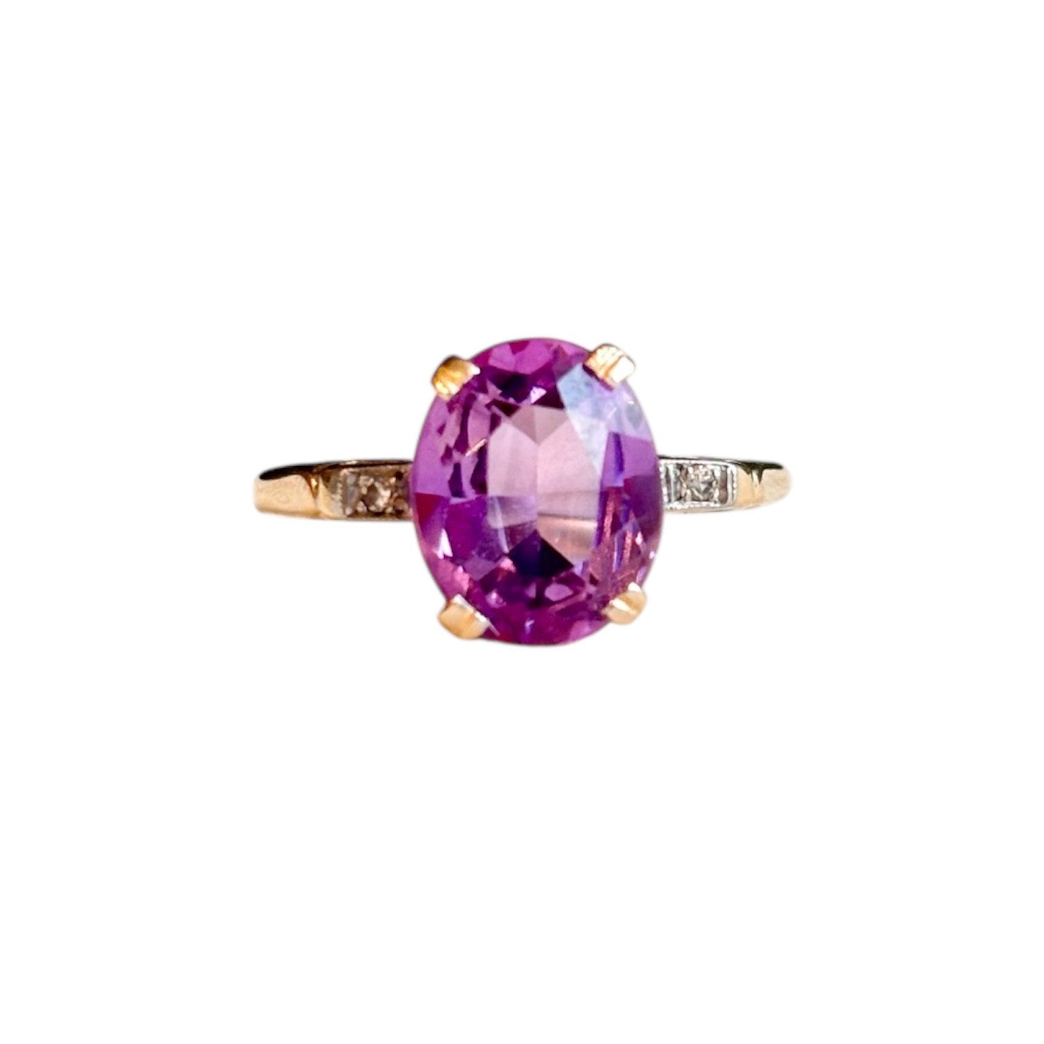 Vintage Purple Sapphire and Diamond Ring