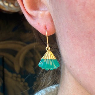 Green Onyx Fan Earrings