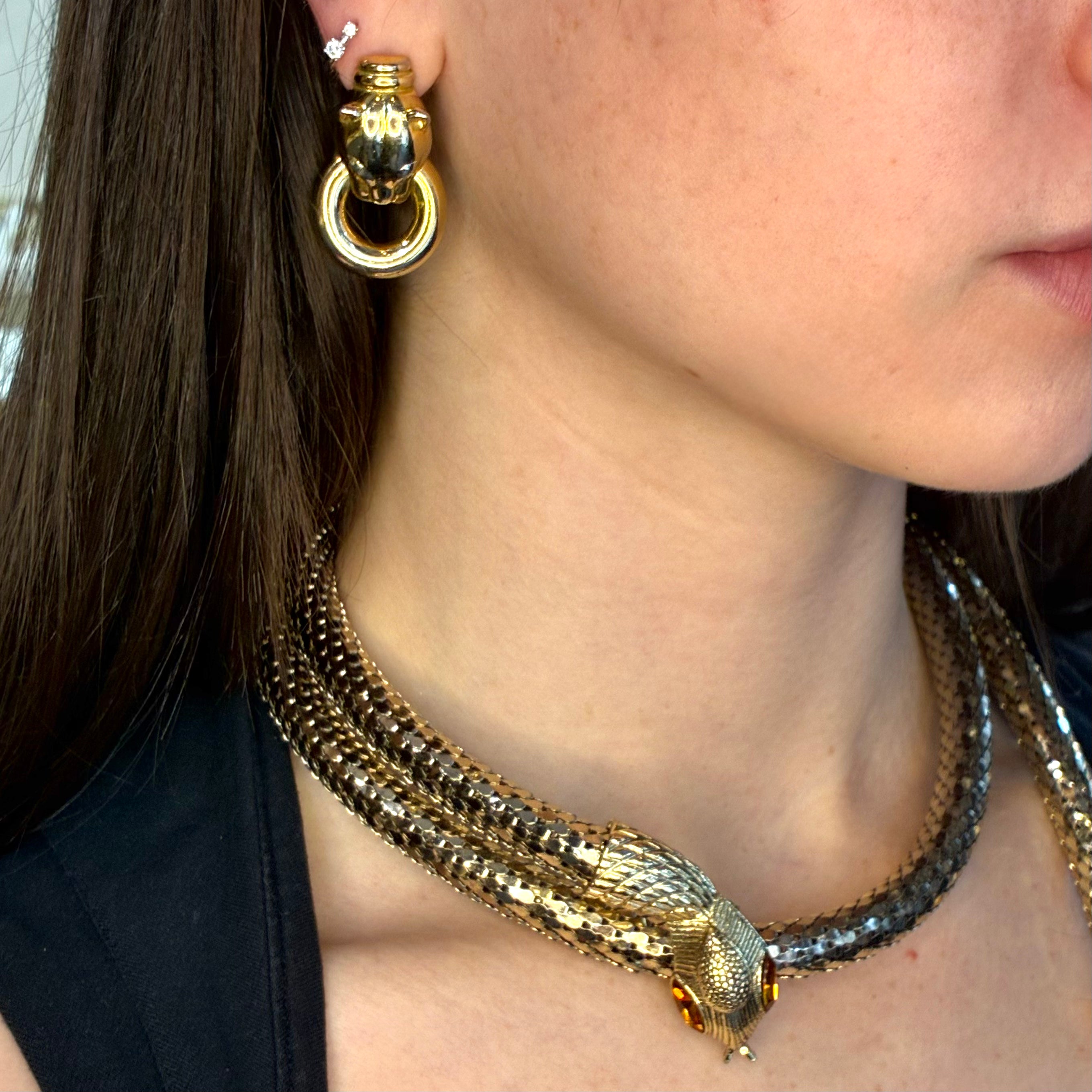 Vintage Door Knocker Jaguar Earrings