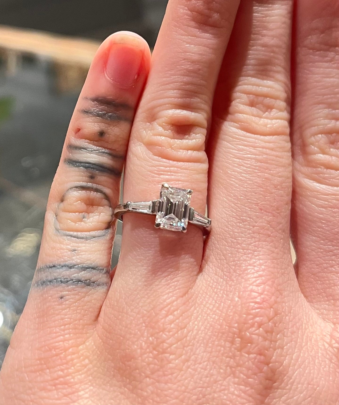 Antique Art Deco Platinum Ring with Moissainite