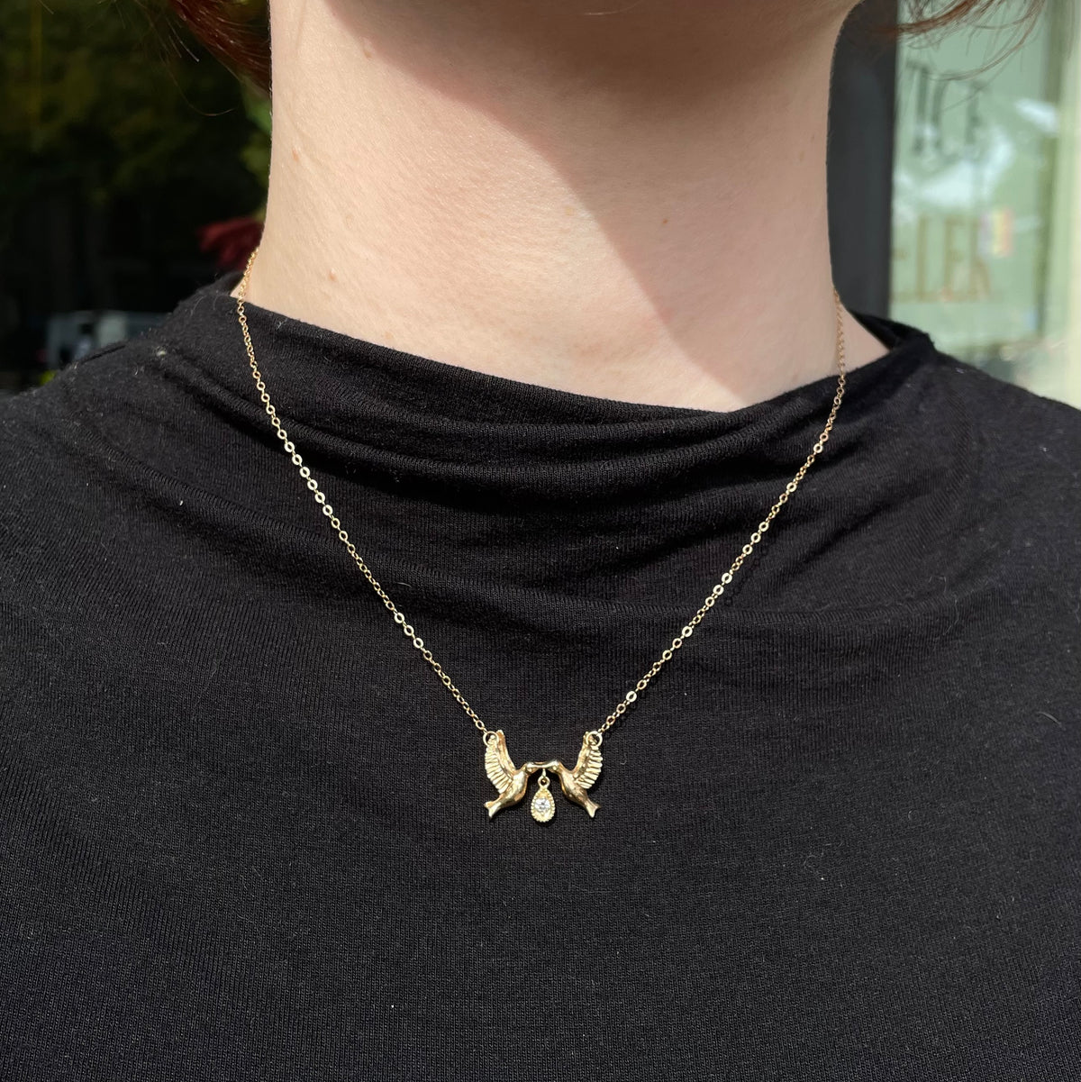 Antique Hummingbird Necklace with Diamond