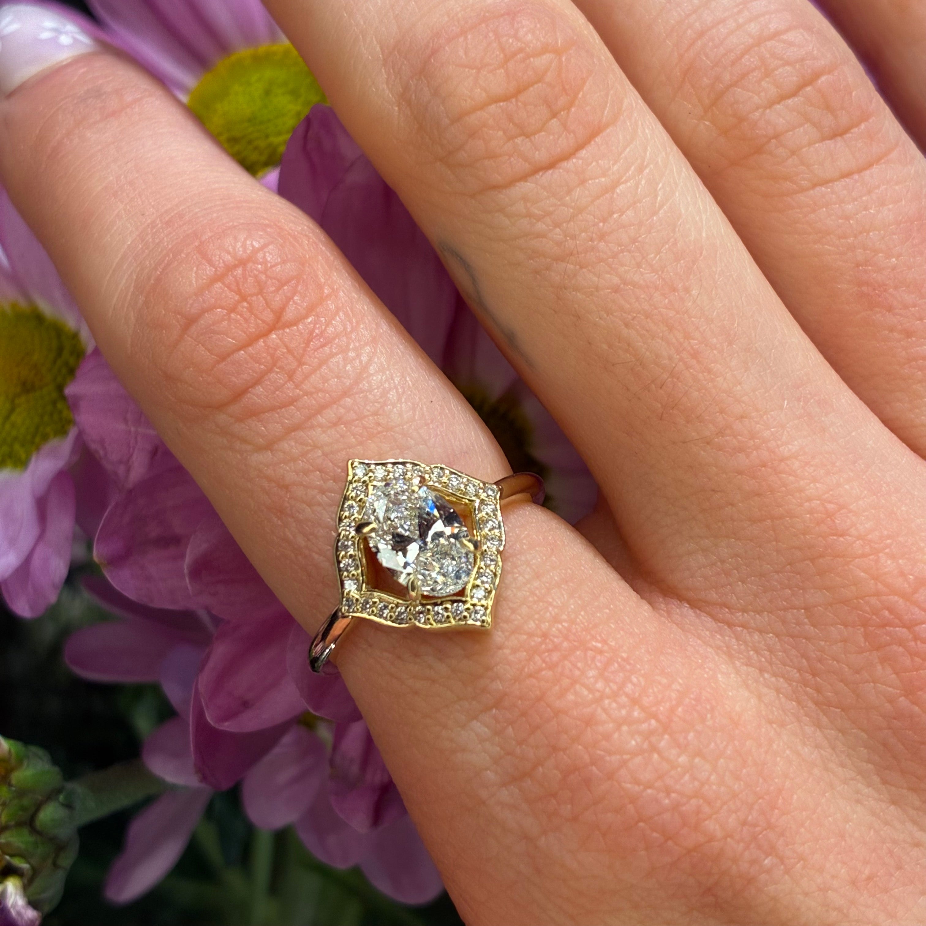 The Lotus Halo Engagement Ring