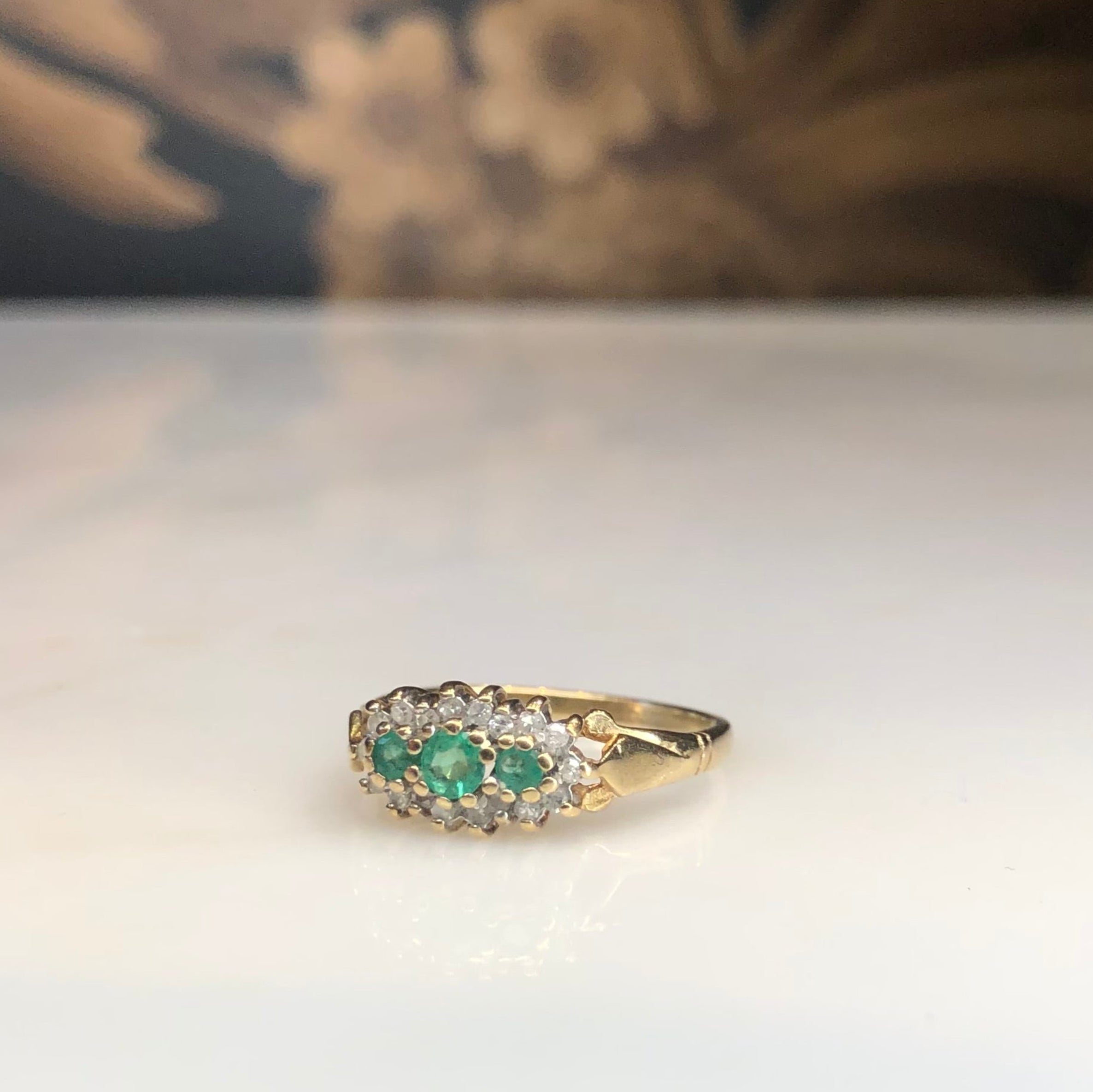 Vintage Emerald and Diamond Trio Ring