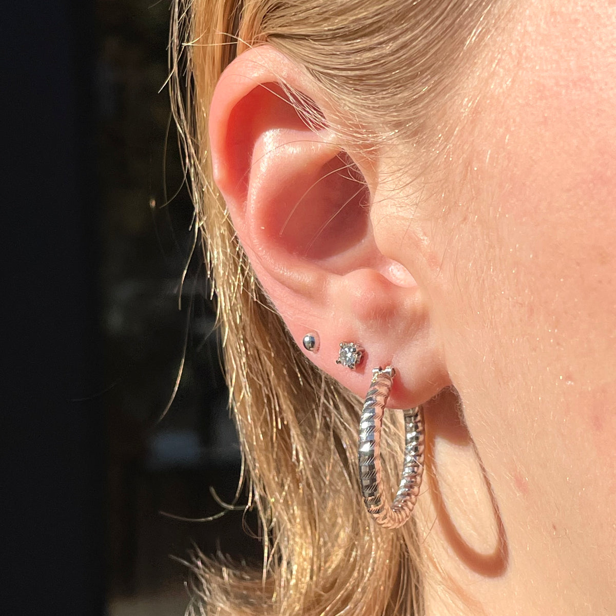 Vintage Silver Twist Hoops