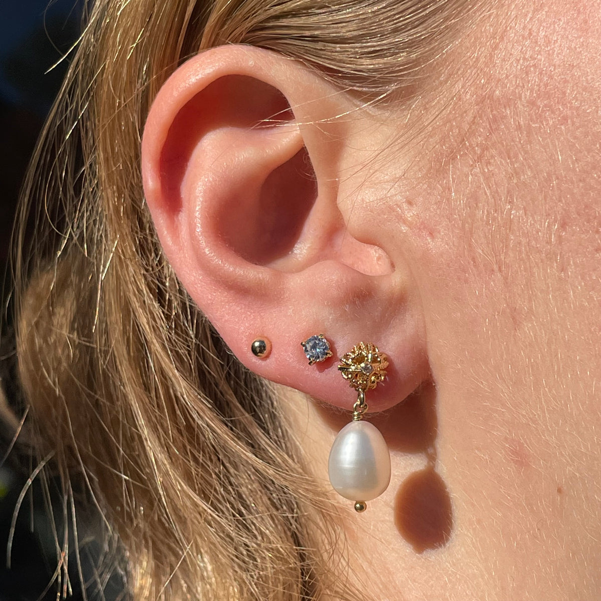 Vintage Diamond & Pearl Drop Earrings
