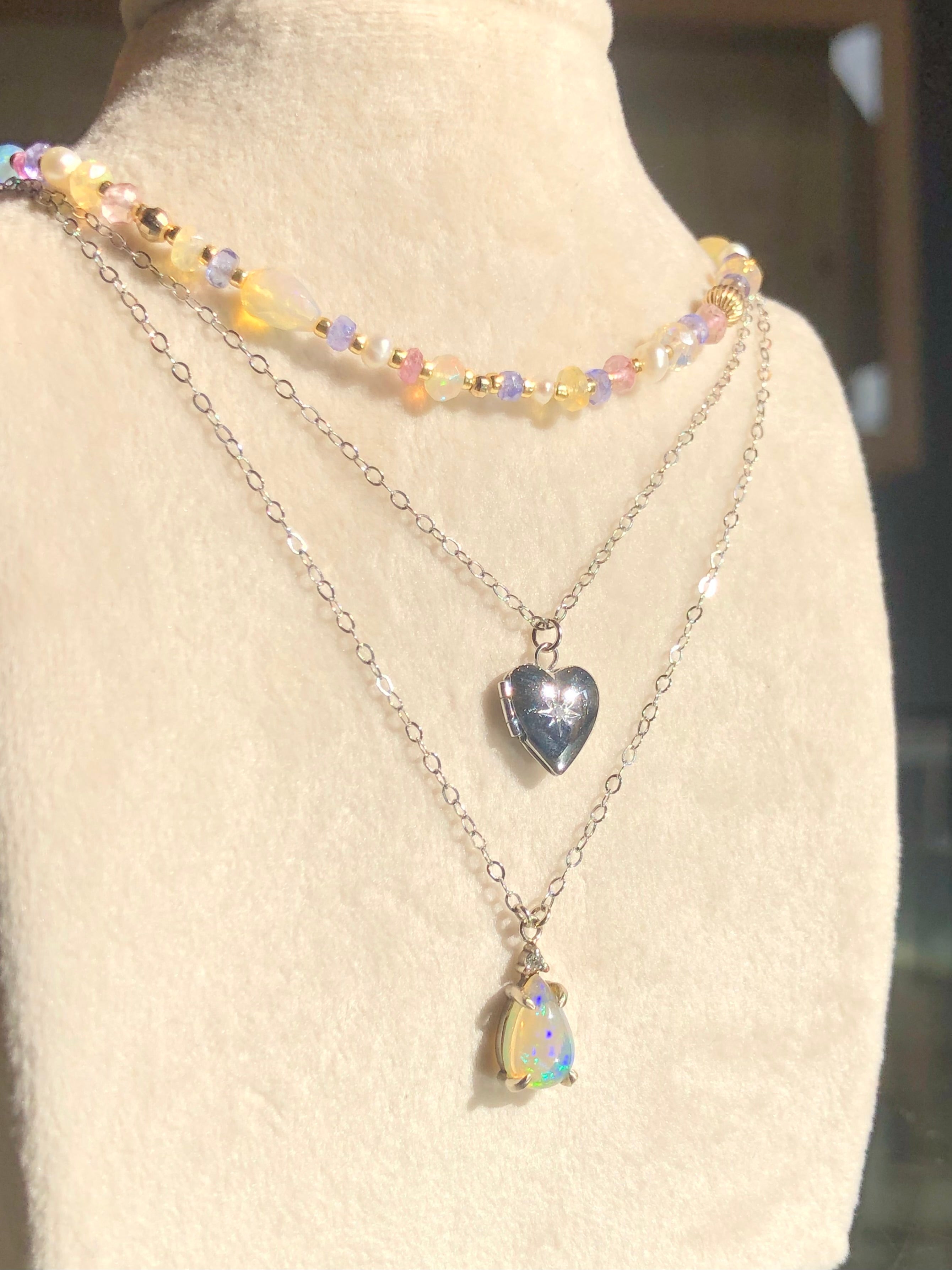14k Opal and Diamond Necklace