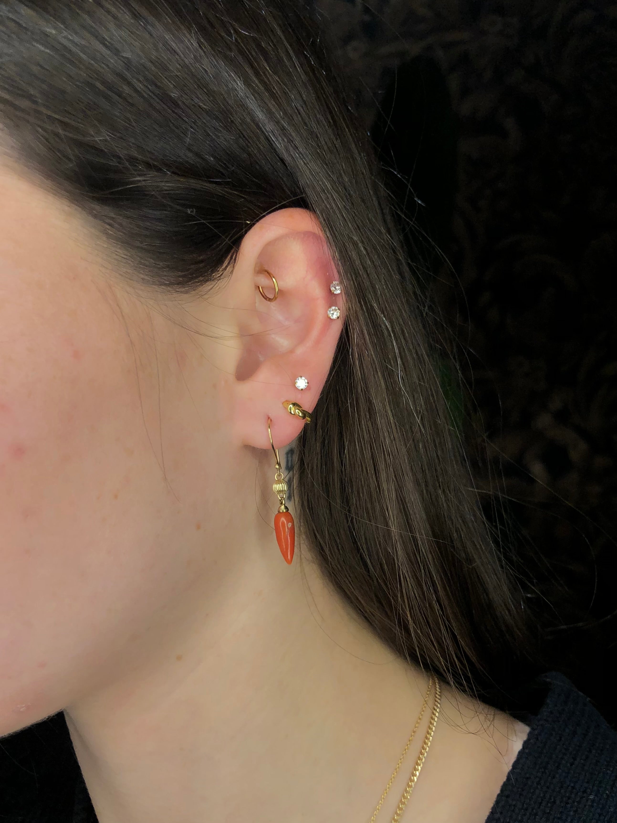 Antique 14k Gold Coral Earrings