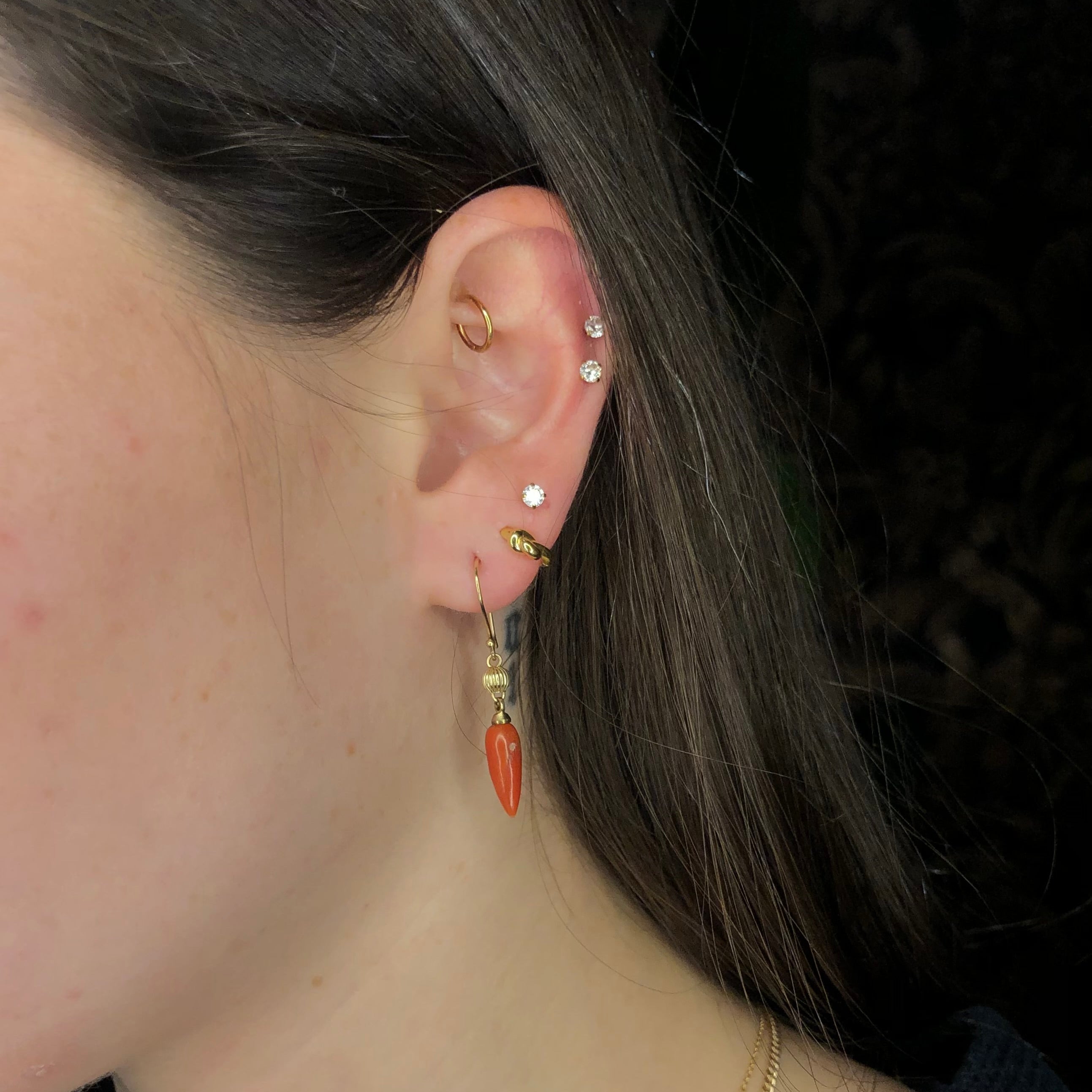 Antique 14k Gold Coral Earrings