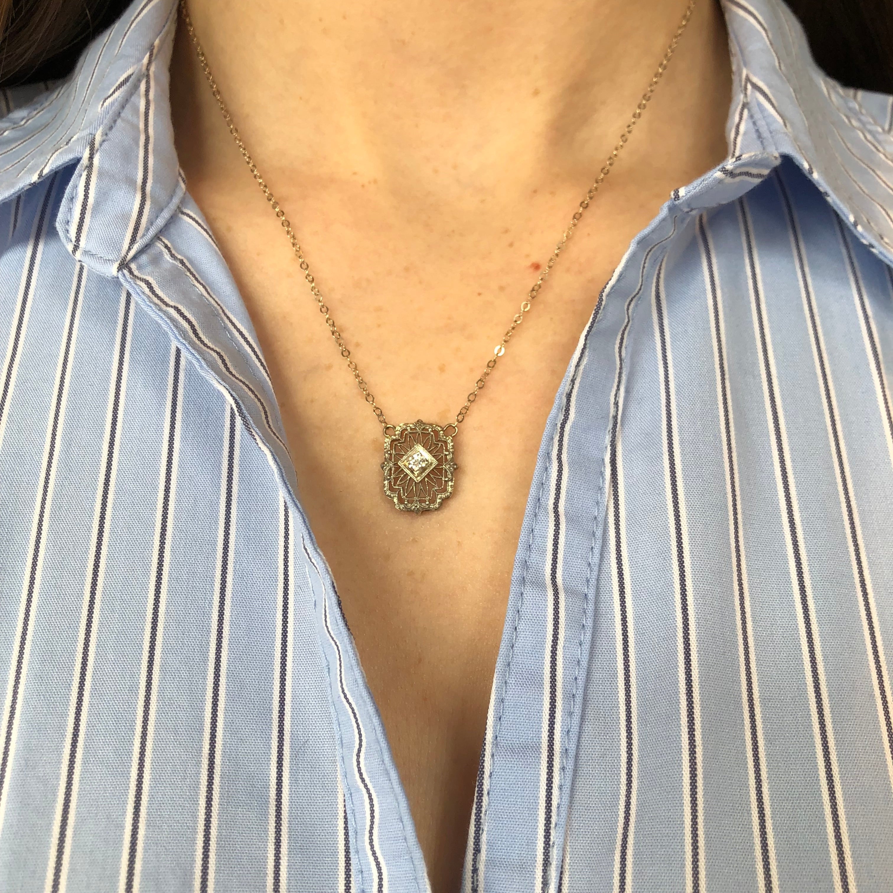 Art Deco White Gold and Diamond Necklace