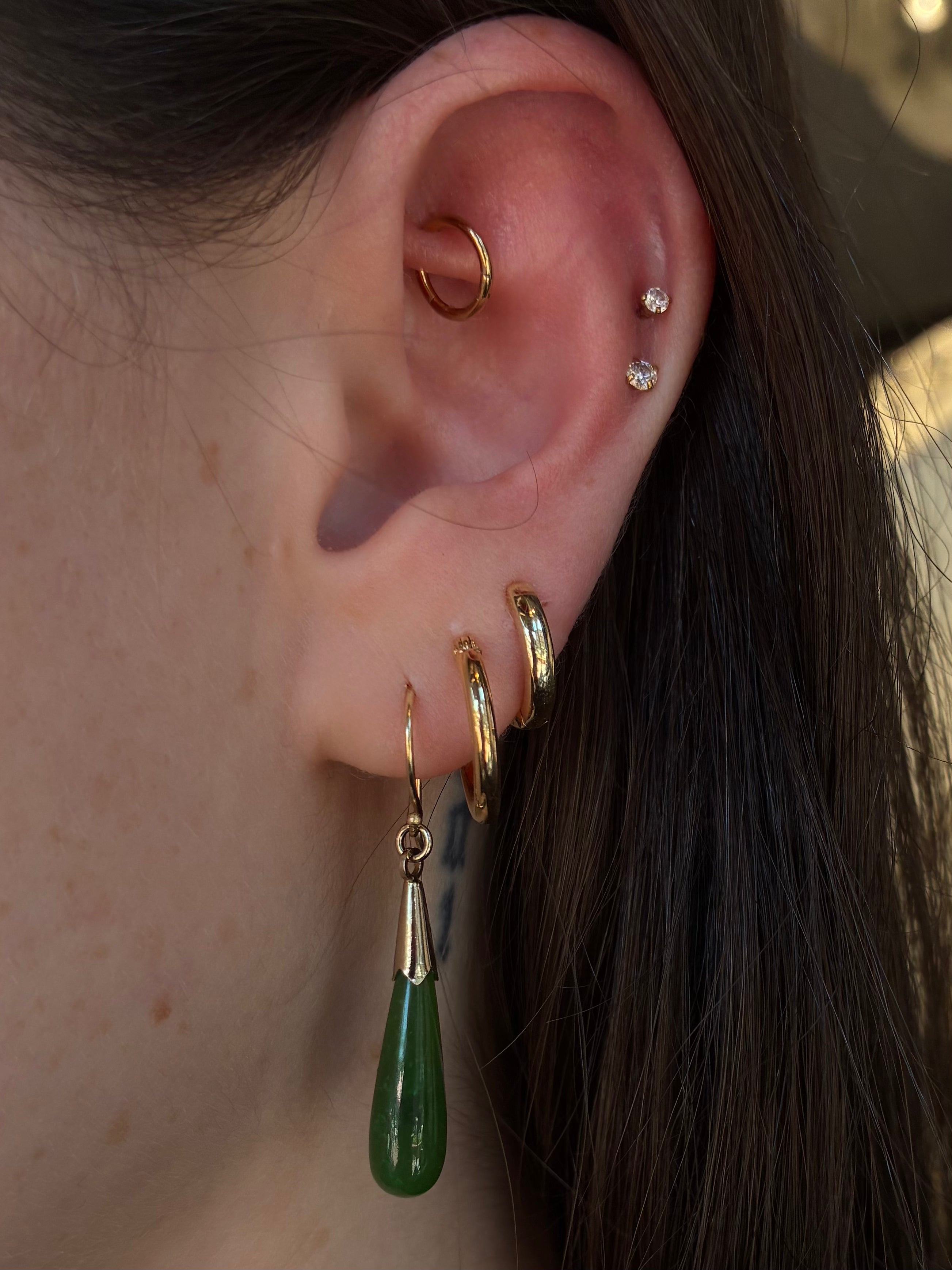14k Jade Drop Earrings